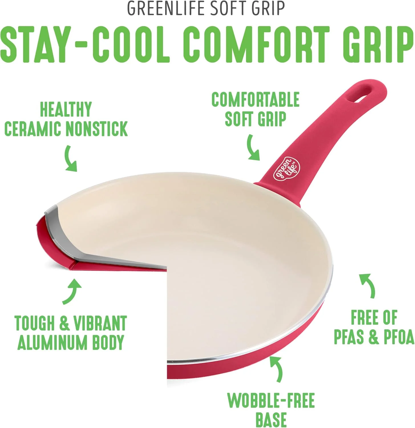 ست قابلمه های سس 1 و 2 کوارت GreenLife با روکش نچسب سرامیکی سالم، دسته نرم، بدون PFAS، قابل شستشو در ماشین ظرفشویی، قرمز ست قابلمه های سس 1 و 2 کوارت GreenLife با روکش نچسب سرامیکی سالم، دسته نرم، بدون PFAS، قابل شستشو در ماشین ظرفشویی، قرمز