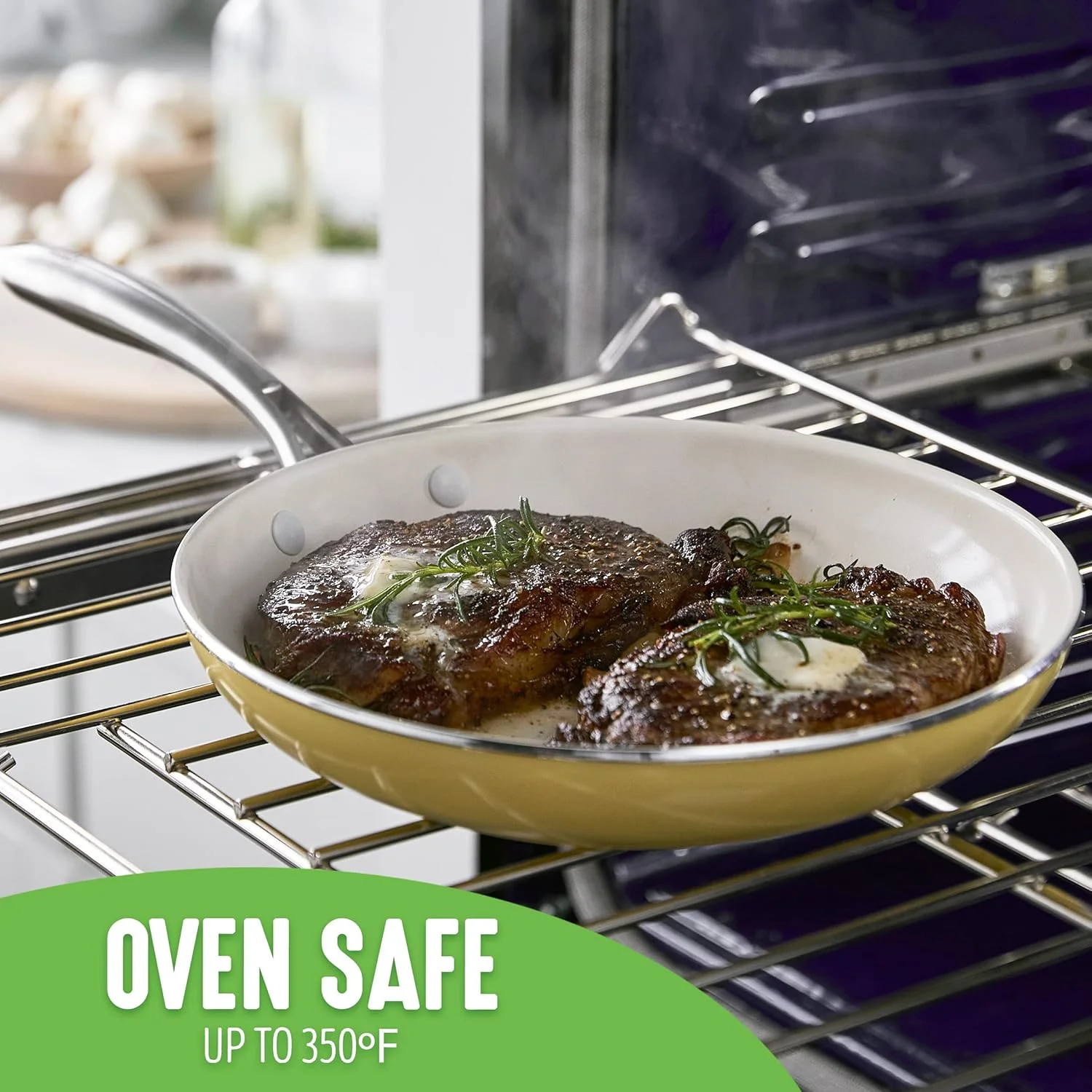 ست قابلمه های سرامیکی نچسب گرین لایف مدل Artisan، شامل دو قابلمه 1 و 2 کوارت به همراه درب، زرد