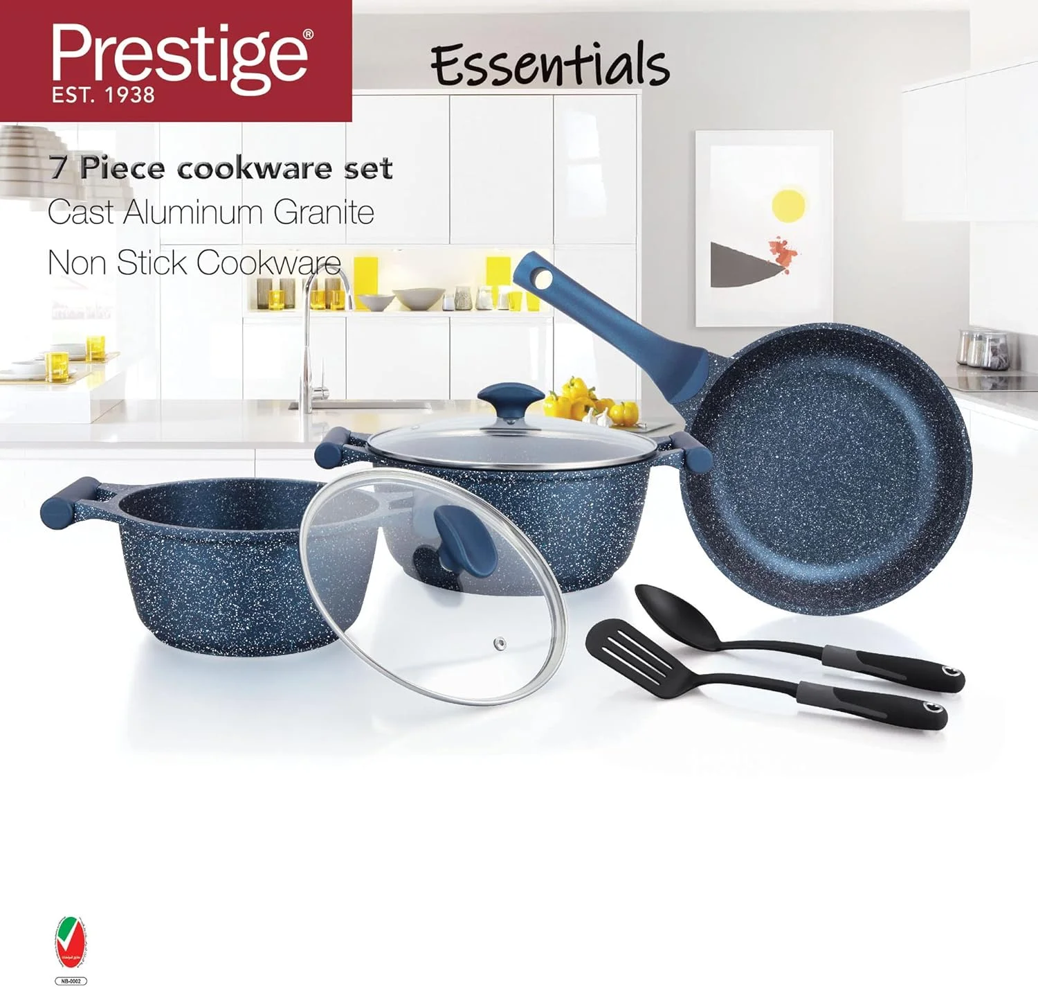 ست ظروف پخت و پز 7 پارچه آلومینیومی دایکاست نچسب گرانیتی پرستیژ Essentials | ست قابلمه و تابه سازگار با اجاق گاز القایی | آبی تیره - PR80959 ست ظروف پخت و پز 7 پارچه آلومینیومی دایکاست نچسب گرانیتی پرستیژ Essentials | ست قابلمه و تابه سازگار با اجاق گاز القایی | آبی تیره - PR80959