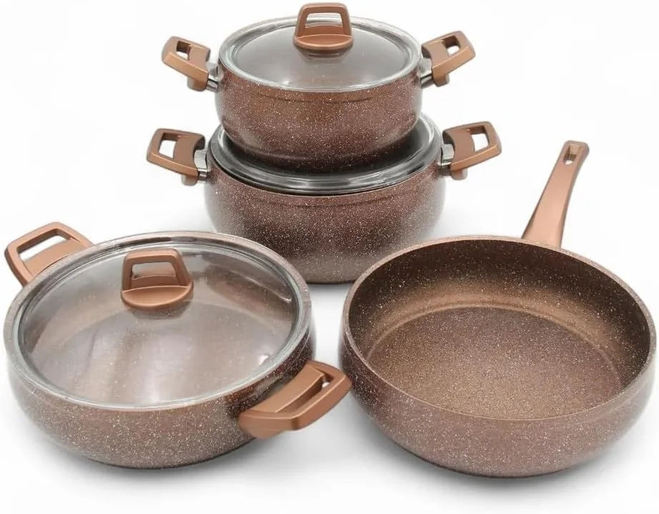 ست ظروف پخت و پز گرانیتی 7 پارچه گلسان – قابلمه و تابه آلومینیومی نچسب ممتاز با روکش گرانیتی مقاوم در برابر خراش، دستگیره های لمسی سرد و درب های شیشه ای حرارت دیده – سازگار با تمام اجاق گازها ست ظروف پخت و پز گرانیتی 7 پارچه گلسان – قابلمه و تابه آلومینیومی نچسب ممتاز با روکش گرانیتی مقاوم در برابر خراش، دستگیره های لمسی سرد و درب های شیشه ای حرارت دیده – سازگار با تمام اجاق گازها