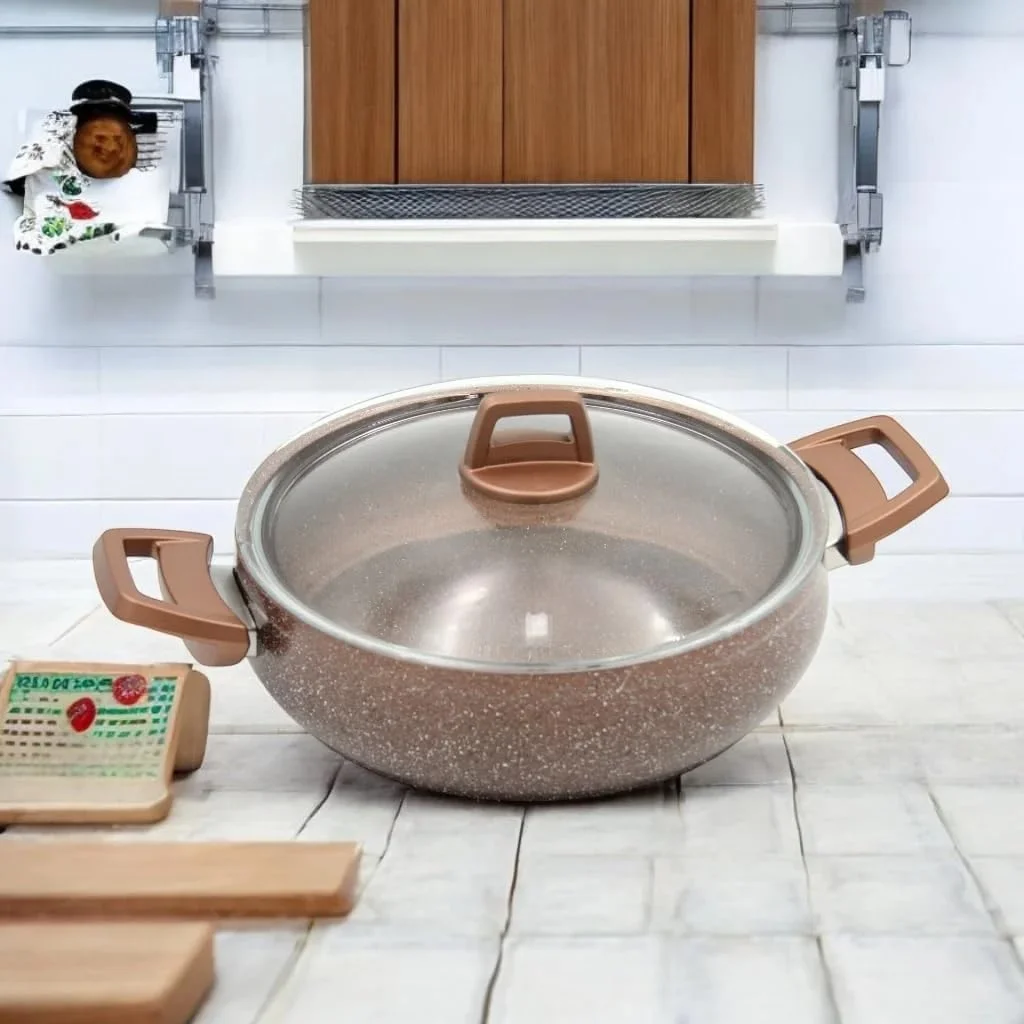 ست ظروف پخت و پز گرانیتی 7 پارچه گلسان – قابلمه و تابه آلومینیومی نچسب ممتاز با روکش گرانیتی مقاوم در برابر خراش، دستگیره های لمسی سرد و درب های شیشه ای حرارت دیده – سازگار با تمام اجاق گازها ست ظروف پخت و پز گرانیتی 7 پارچه گلسان – قابلمه و تابه آلومینیومی نچسب ممتاز با روکش گرانیتی مقاوم در برابر خراش، دستگیره های لمسی سرد و درب های شیشه ای حرارت دیده – سازگار با تمام اجاق گازها