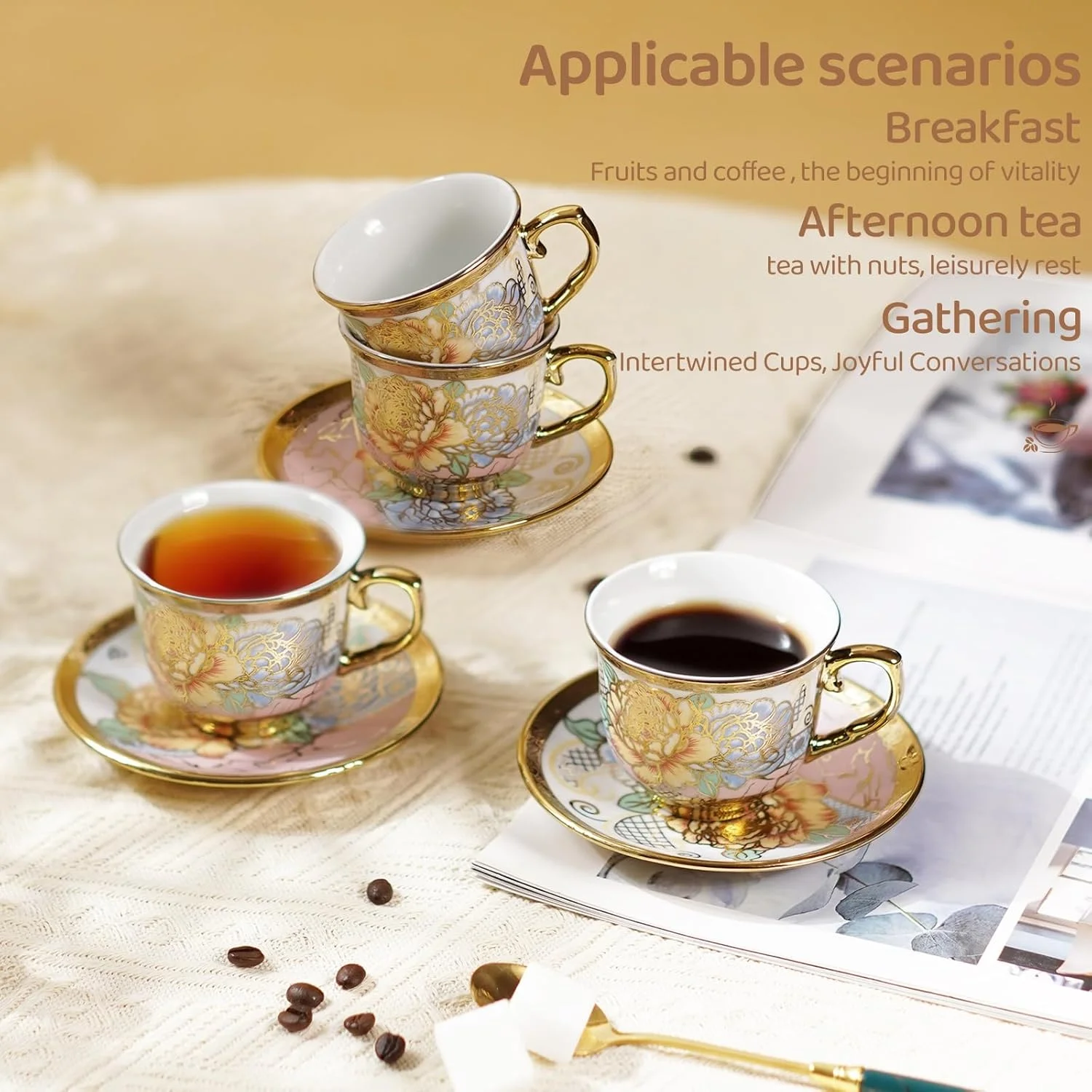 ست قوری چای و قهوه سرامیکی به سبک سلطنتی اروپایی، طرح گلدار با حاشیه طلایی، ست چای خوری قدیمی، ست فنجان قهوه خوری ظریف، ست فنجان چای خوری (13 تکه) ست قوری چای و قهوه سرامیکی به سبک سلطنتی اروپایی، طرح گلدار با حاشیه طلایی، ست چای خوری قدیمی، ست فنجان قهوه خوری ظریف، ست فنجان چای خوری (13 تکه)