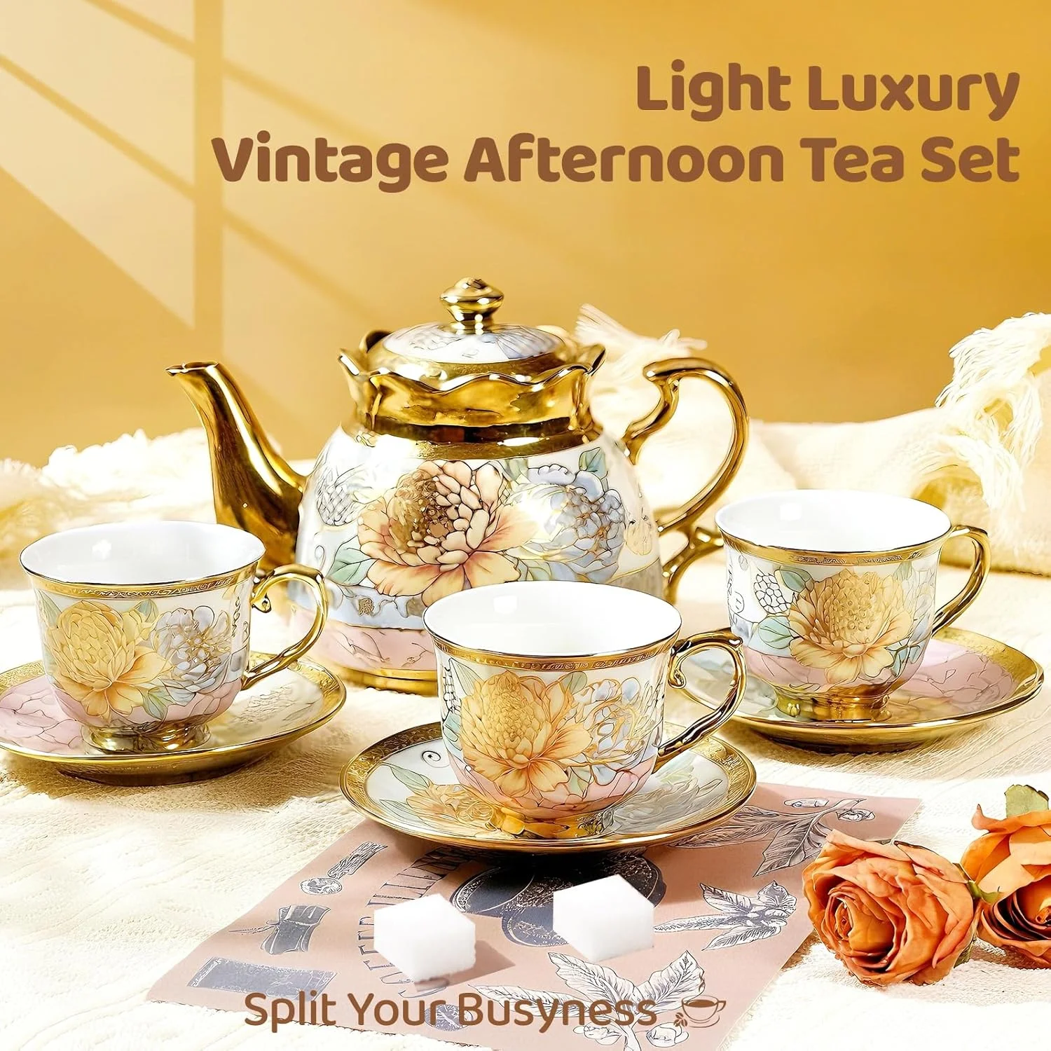 ست قوری چای و قهوه سرامیکی به سبک سلطنتی اروپایی، طرح گلدار با حاشیه طلایی، ست چای خوری قدیمی، ست فنجان قهوه خوری ظریف، ست فنجان چای خوری (13 تکه) ست قوری چای و قهوه سرامیکی به سبک سلطنتی اروپایی، طرح گلدار با حاشیه طلایی، ست چای خوری قدیمی، ست فنجان قهوه خوری ظریف، ست فنجان چای خوری (13 تکه)