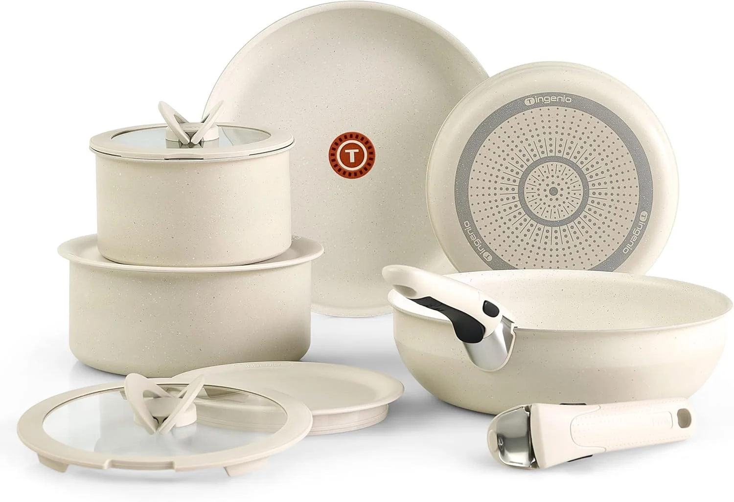 ست ظروف آشپزی 11 پارچه T-fal Ingenio Essentials با دسته جداشدنی/قابل جابجایی، گرانیت تیتانیوم نچسب، ایمن برای فر تا 260 درجه سانتیگراد، قابل انباشتن، ست قابلمه و تابه، تابه سرخ کن، قابل شستشو در ماشین ظرفشویی، بژ ست ظروف آشپزی 11 پارچه T-fal Ingenio Essentials با دسته جداشدنی/قابل جابجایی، گرانیت تیتانیوم نچسب، ایمن برای فر تا 260 درجه سانتیگراد، قابل انباشتن، ست قابلمه و تابه، تابه سرخ کن، قابل شستشو در ماشین ظرفشویی، بژ