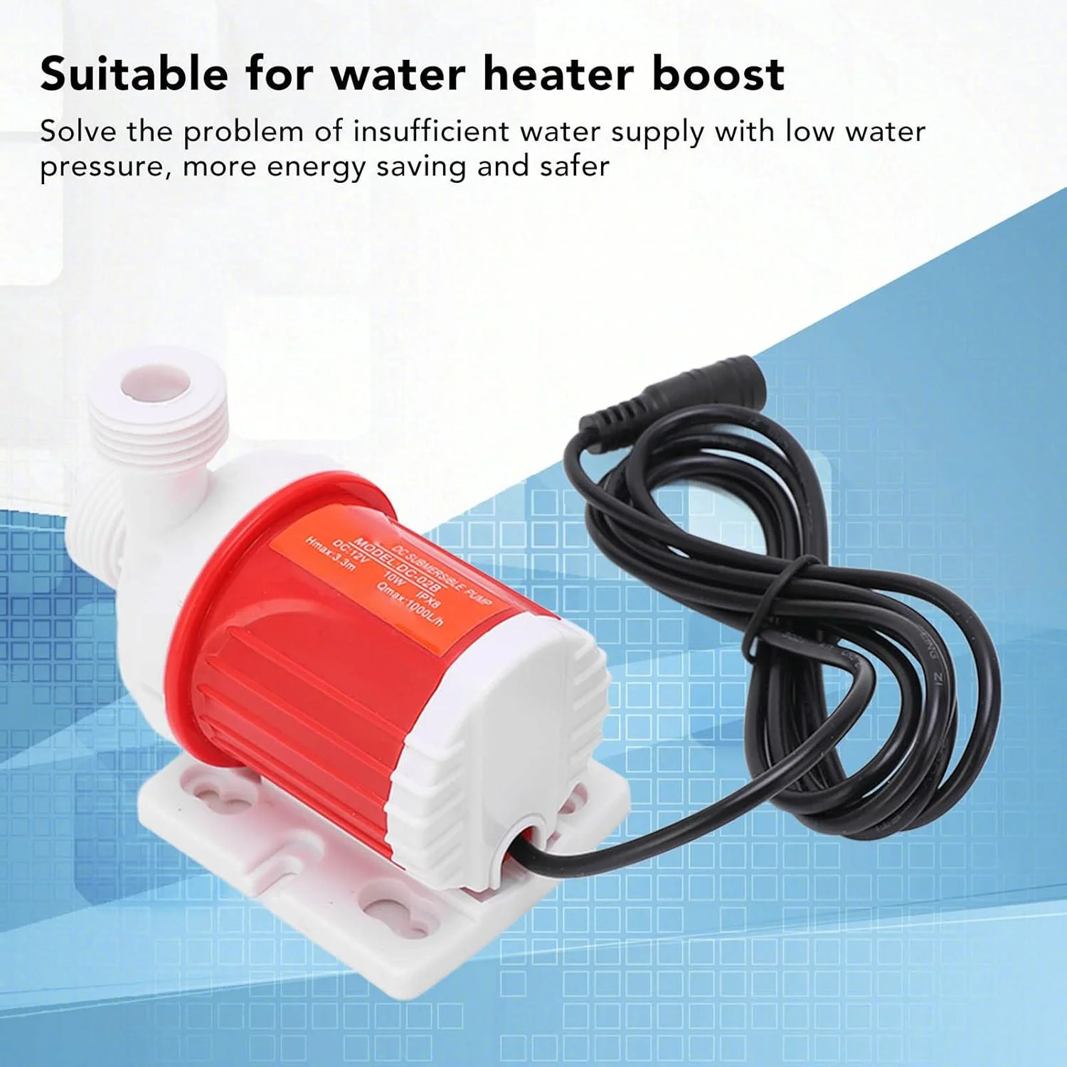 پمپ شناور بدون جاروبک Fockety، DC 12V IPX8 ضد آب با قابلیت مکش 1000 لیتر و ارتفاع 3.3 متر، پمپ سانتریفیوژ بدون جاروبک DC برای آکواریوم و فواره