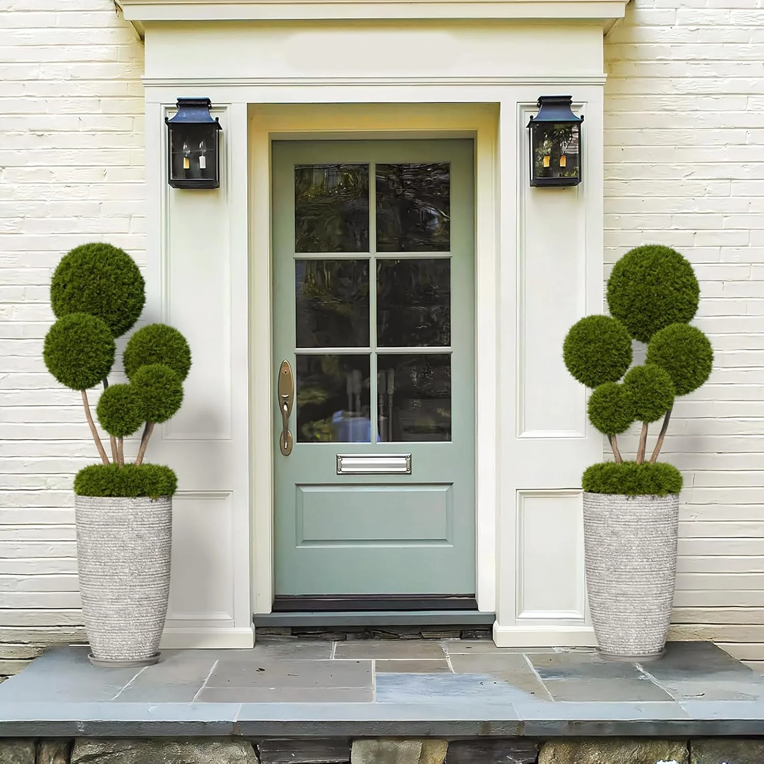 QCQHDU Large Tall Planters with Saucer,21in Faux Stone Round Pots for Indoor Plants, Outdoor Patio & Porch Decor, Heavy Duty Weatherproof Plant Containers,Grey QCQHDU Large Tall Planters with Saucer,21in Faux Stone Round Pots for Indoor Plants, Outdoor Patio & Porch Decor, Heavy Duty Weatherproof Plant Containers,Grey