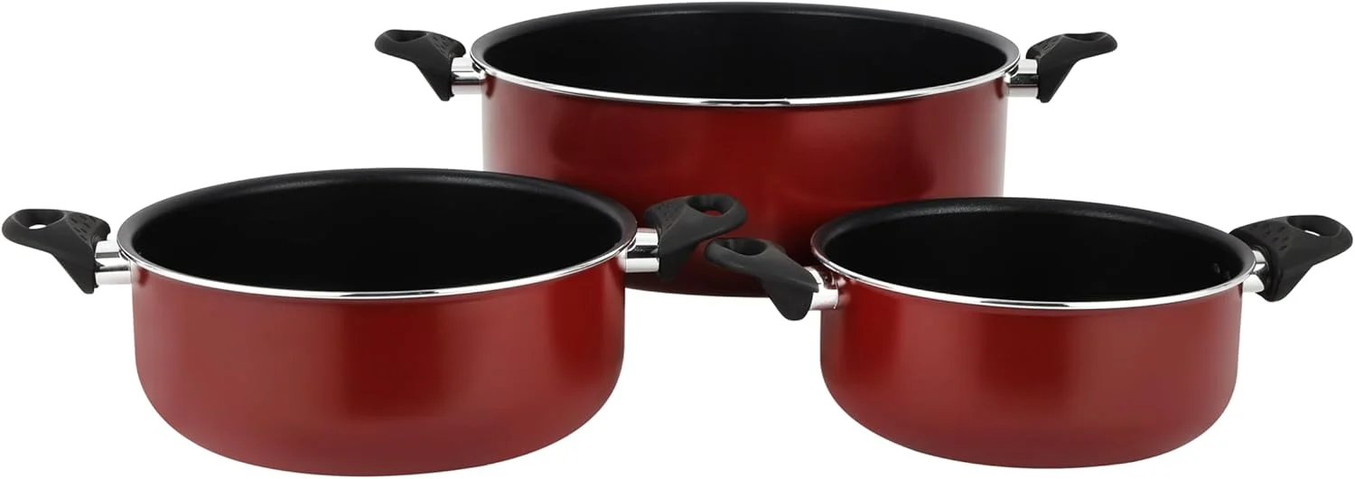 ست 6 تکه قابلمه نچسب رویال فورد مدل RF12666 - بدنه آلومینیومی قوی با پوشش نچسب داخلی و دسته باکالیت / شامل 3 قابلمه