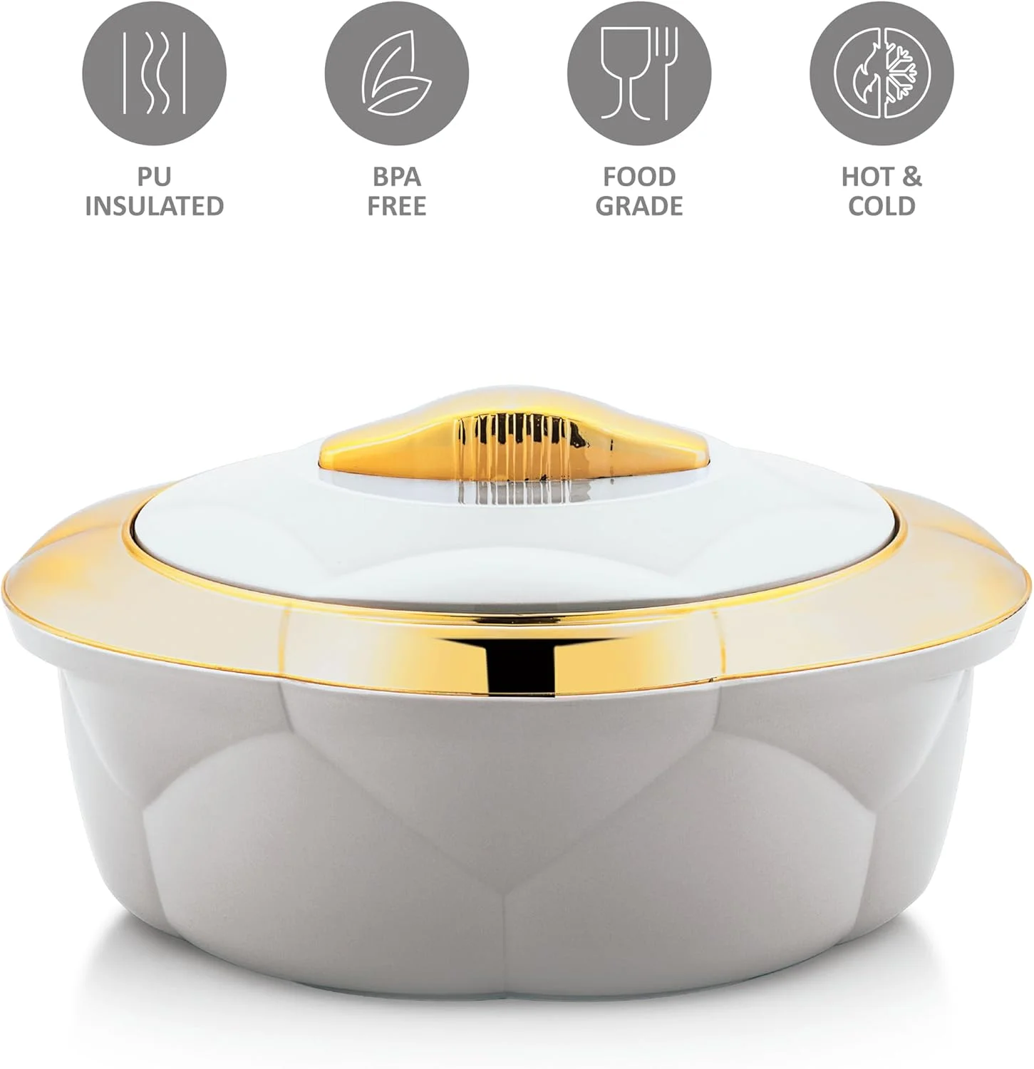 ست 3 تکه قابلمه عایق دار Axis Allure - قابلمه گرم نگهدارنده فوق العاده عایق با محفظه داخلی استیل ضد زنگ - ظرف نگهداری و سرو غذا با درب - غذا را برای ساعت ها گرم/سرد نگه می دارد (سفید، 1.2 لیتر، 2.2 لیتر، 3.2 لیتر)