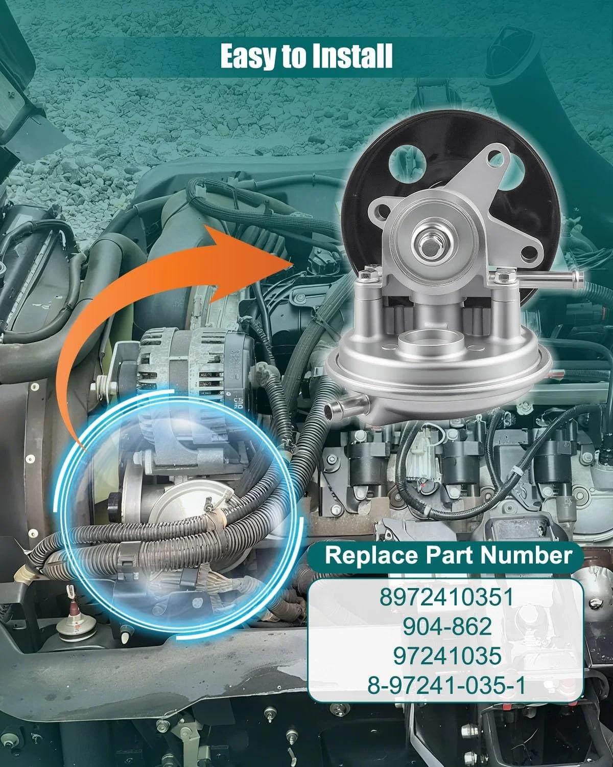 پمپ وکیوم BOQNZN 8972410351 همراه با پولی مناسب برای ایسوزو NPR NPR-HD گاز V8 L96 LQ4 L31 LQ4 L05 L96 LQ4 3.0L 3.9L 4.8L 5.2L 5.7L 6.0L مدل های 1995-2020، پمپ وکیوم ترمز جایگزین 904-862 97241035