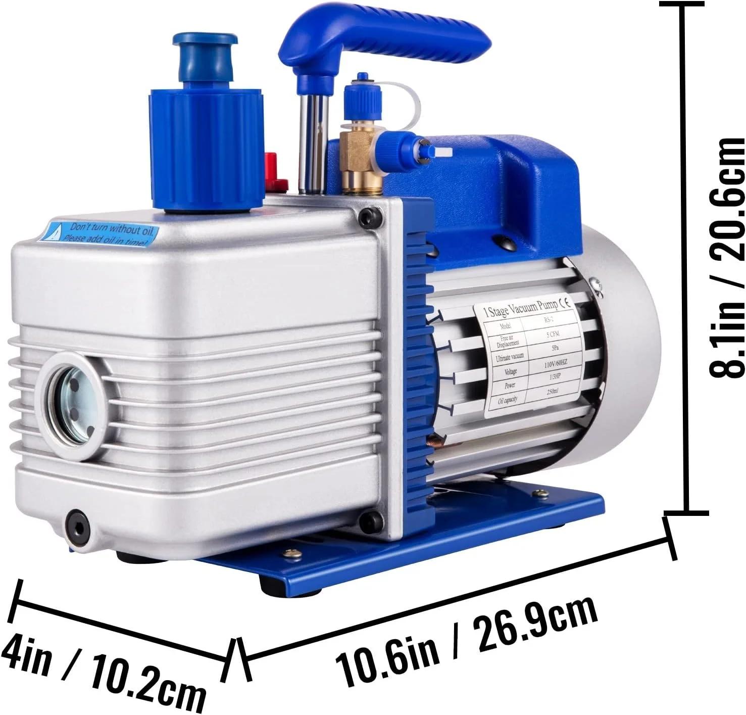 پمپ وکیوم مبرد AC مدل AJWYSOI 4.8CFM به همراه گیج، مناسب برای تهویه مطبوع HVAC، بسته بندی وکیوم خانگی، تعمیرات خودرو