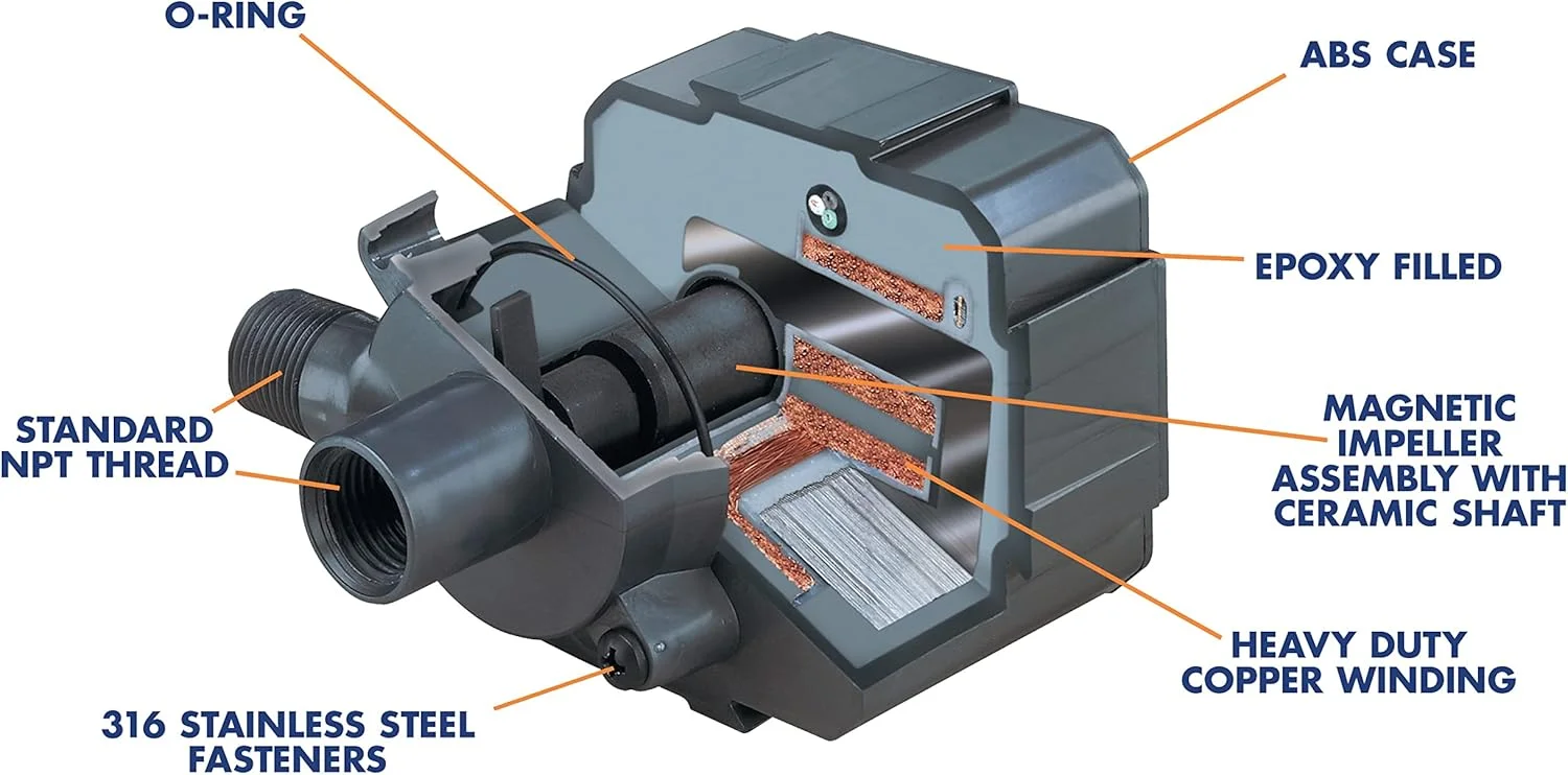 پمپ فشار آب با درایو مغناطیسی دانر منوفکچرینگ، مدل Supreme Aqua-Mag 700 GPH، مناسب آکواریوم، 02517