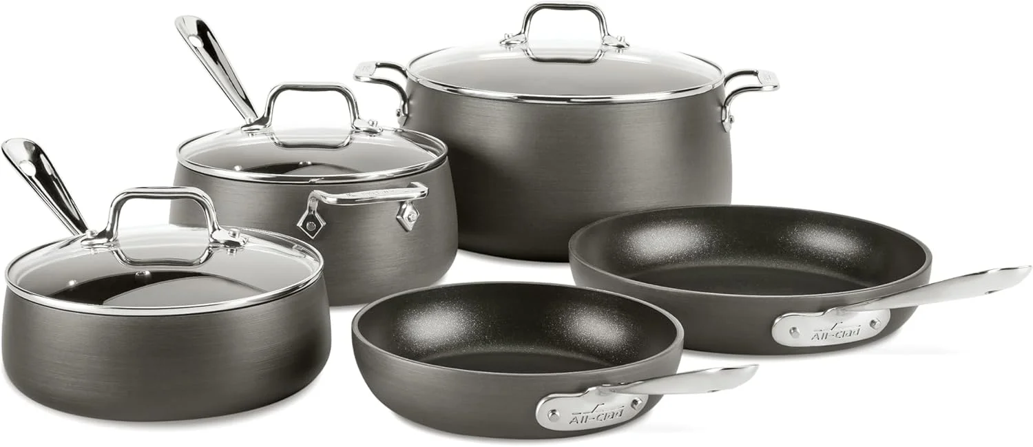 ست ظروف پخت و پز 8 پارچه نچسب هارد آنودایز شده All-Clad HA108AZ HA1، قابل شستشو در ماشین ظرفشویی و فاقد PFOA مدل 8400001963 ست ظروف پخت و پز 8 پارچه نچسب هارد آنودایز شده All-Clad HA108AZ HA1، قابل شستشو در ماشین ظرفشویی و فاقد PFOA مدل 8400001963