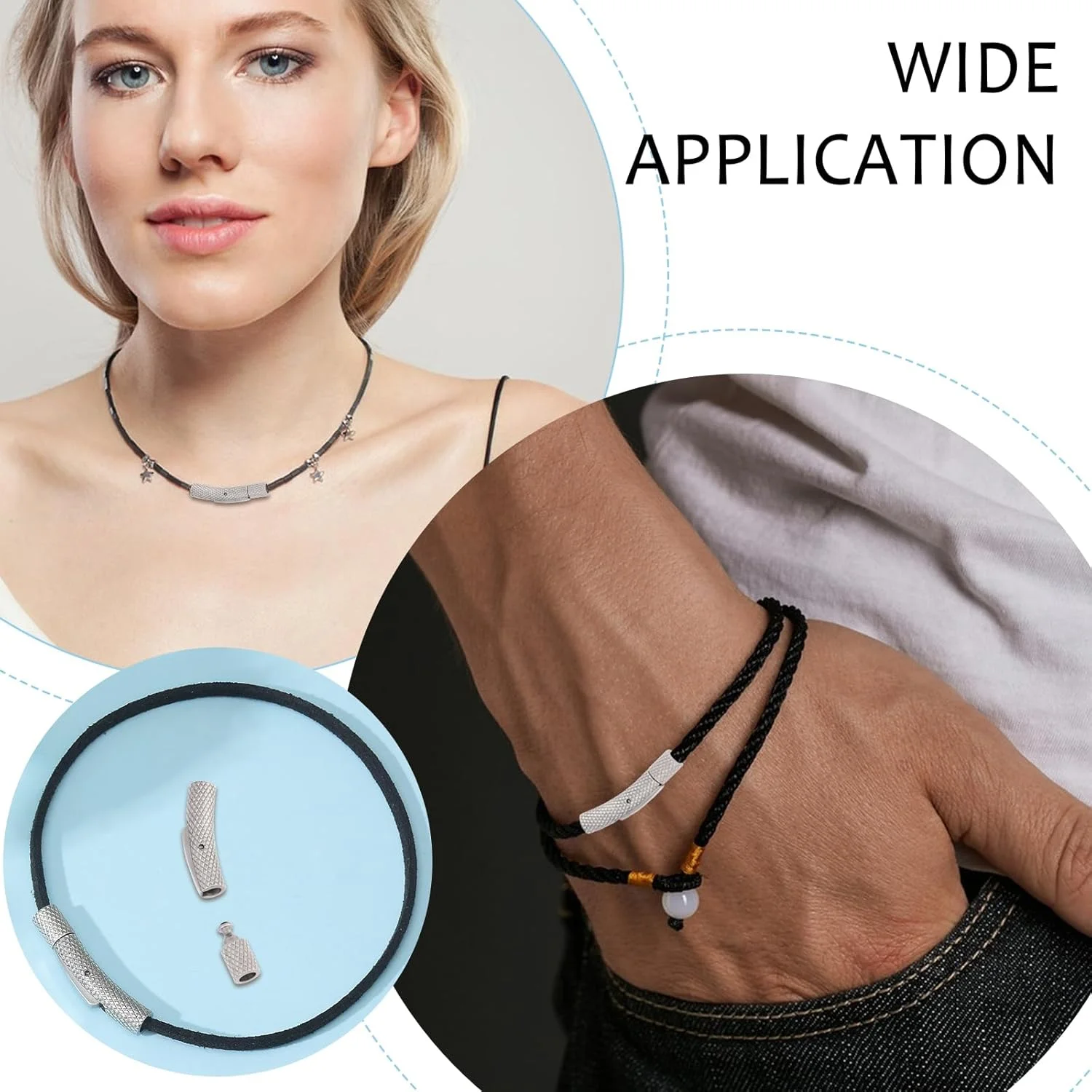 CHGCRAFT 5 عدد قفل سرنیزه ای استیل ضد زنگ، اتصال دهنده های ستونی، اتصال دهنده های انتهای سیم سوراخ دار برای ساخت دستبند، گردنبند، سگک جواهرات، رنگ استیل ضد زنگ، 2.8x0.5x0.6 سانتی متر CHGCRAFT 5 عدد قفل سرنیزه ای استیل ضد زنگ، اتصال دهنده های ستونی، اتصال دهنده های انتهای سیم سوراخ دار برای ساخت دستبند، گردنبند، سگک جواهرات، رنگ استیل ضد زنگ، 2.8x0.5x0.6 سانتی متر