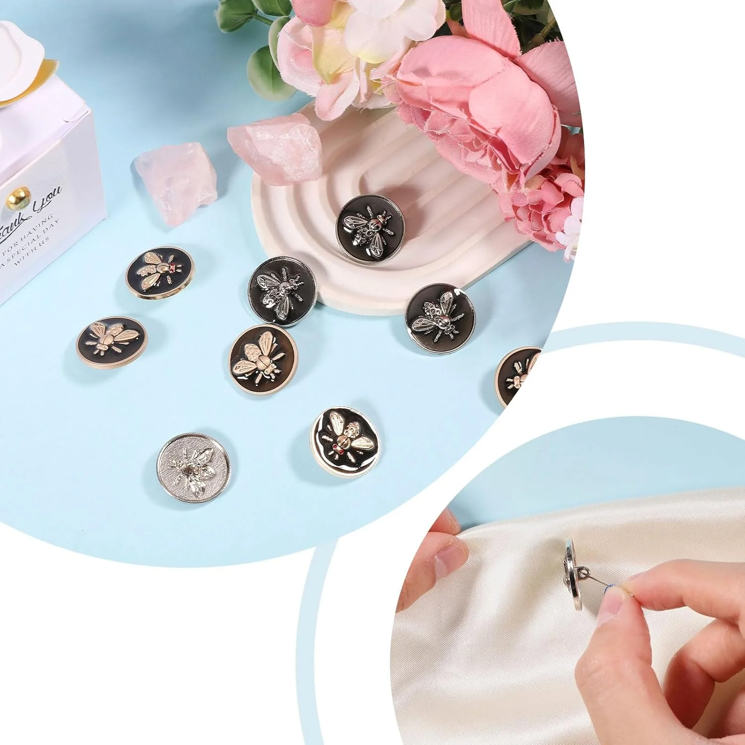 CHGCRAFT بسته 24 عددی دکمه های فلزی زنبوری رنگی، دکمه های تخت گرد گالوانیزه برای دوخت کت، 23 میلی متر / 0.9 اینچ، برای دوخت، کارهای دستی و تزئین CHGCRAFT بسته 24 عددی دکمه های فلزی زنبوری رنگی، دکمه های تخت گرد گالوانیزه برای دوخت کت، 23 میلی متر / 0.9 اینچ، برای دوخت، کارهای دستی و تزئین