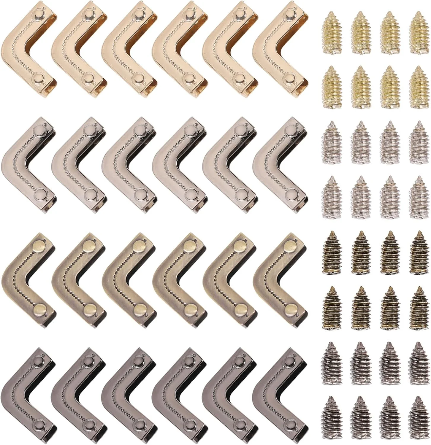 CHGCRAFT 24 Piece Set, 4 Metal Handbag Hollow Corner Protectors, Four-Color, Edge Protection Decorative Corner Protectors for Handbags, Wallets, Books, and Photo Frames, Decorative Buckles CHGCRAFT 24 Piece Set, 4 Metal Handbag Hollow Corner Protectors, Four-Color, Edge Protection Decorative Corner Protectors for Handbags, Wallets, Books, and Photo Frames, Decorative Buckles