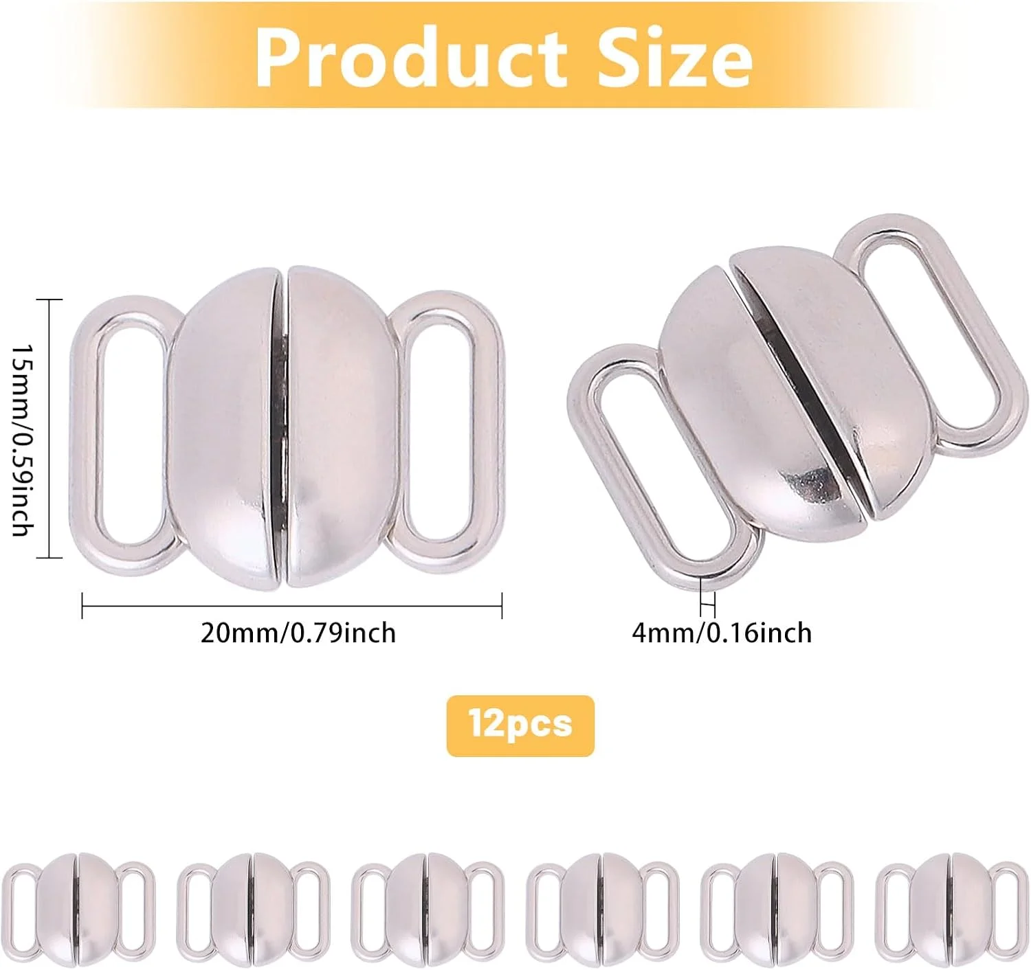 CHGCRAFT 12 عدد قلاب بند سوتین فلزی، بست سوتین، قطعه جایگزین، لغزنده تنظیم بست برای دوخت بیکینی، تاپ های مایو هالتر، لباس زیر زنانه، آلیاژ، بیضی، 20x15x4 میلی متر CHGCRAFT 12 عدد قلاب بند سوتین فلزی، بست سوتین، قطعه جایگزین، لغزنده تنظیم بست برای دوخت بیکینی، تاپ های مایو هالتر، لباس زیر زنانه، آلیاژ، بیضی، 20x15x4 میلی متر