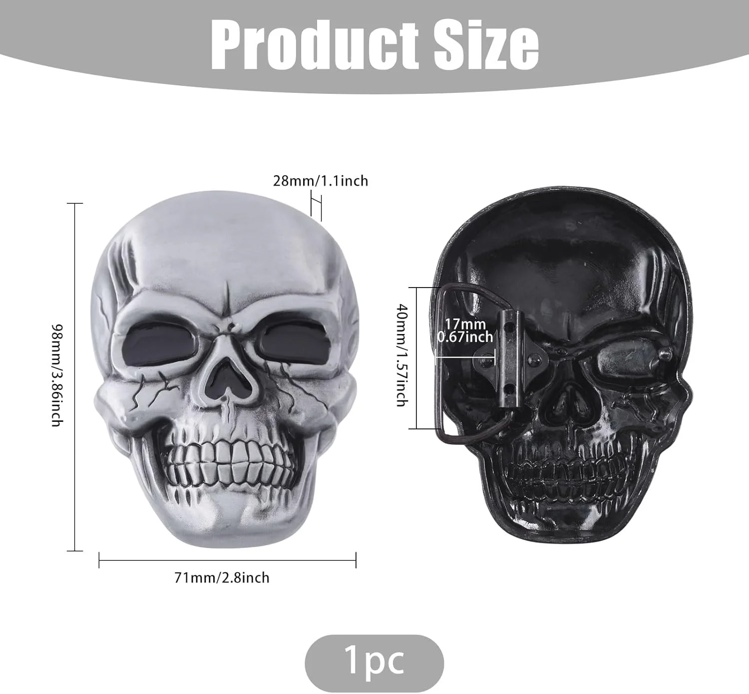 CHGCRAFT Skull Head Belt Buckle Alloy Skull Head Belt Buckle Adjuster Triangle Belt Buckles Cowboy Belt Buckle Skull Shape Belt Buckle for Belt Decoration CHGCRAFT Skull Head Belt Buckle Alloy Skull Head Belt Buckle Adjuster Triangle Belt Buckles Cowboy Belt Buckle Skull Shape Belt Buckle for Belt Decoration