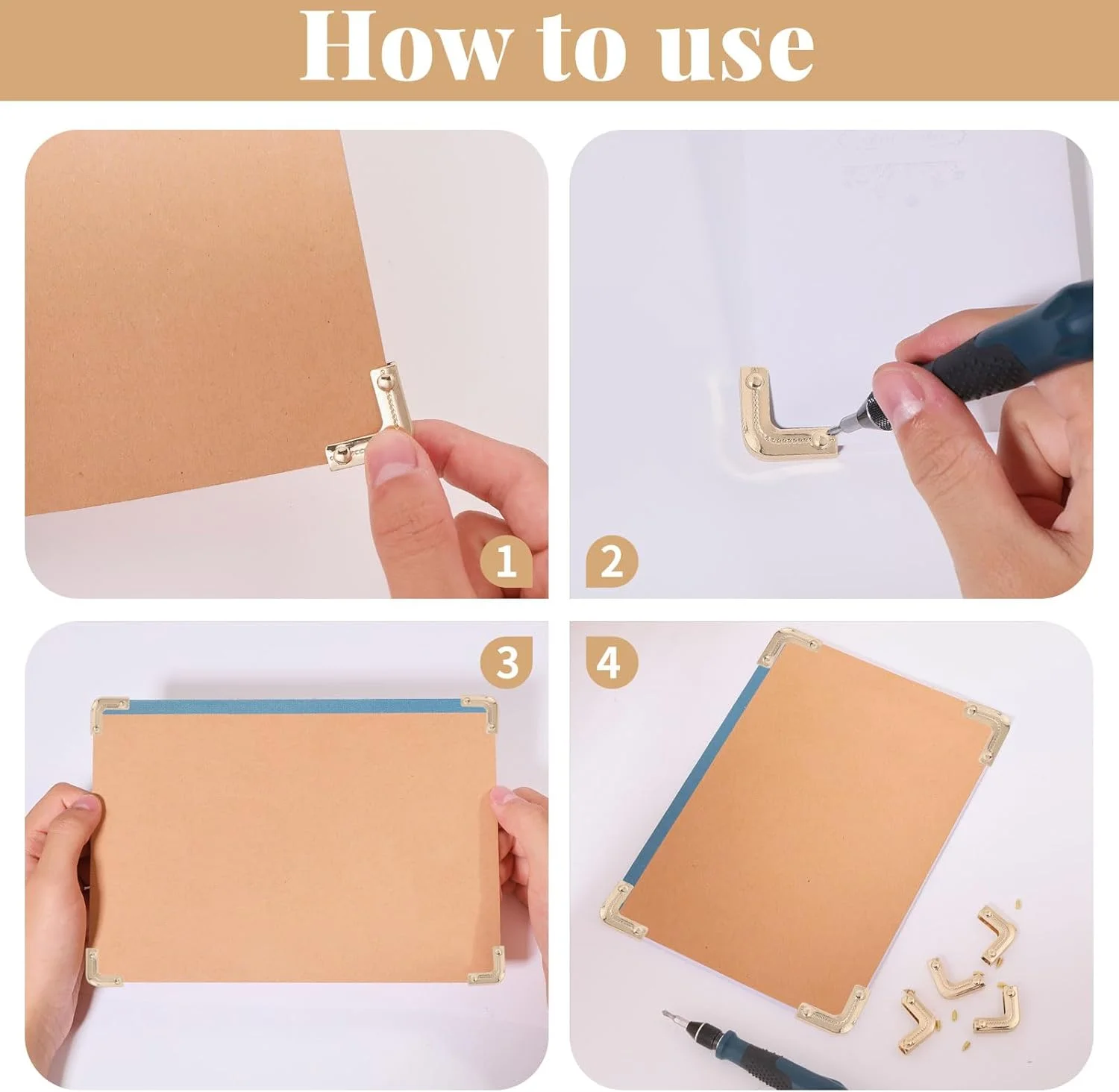 CHGCRAFT 24 Piece Set, 4 Metal Handbag Hollow Corner Protectors, Four-Color, Edge Protection Decorative Corner Protectors for Handbags, Wallets, Books, and Photo Frames, Decorative Buckles CHGCRAFT 24 Piece Set, 4 Metal Handbag Hollow Corner Protectors, Four-Color, Edge Protection Decorative Corner Protectors for Handbags, Wallets, Books, and Photo Frames, Decorative Buckles