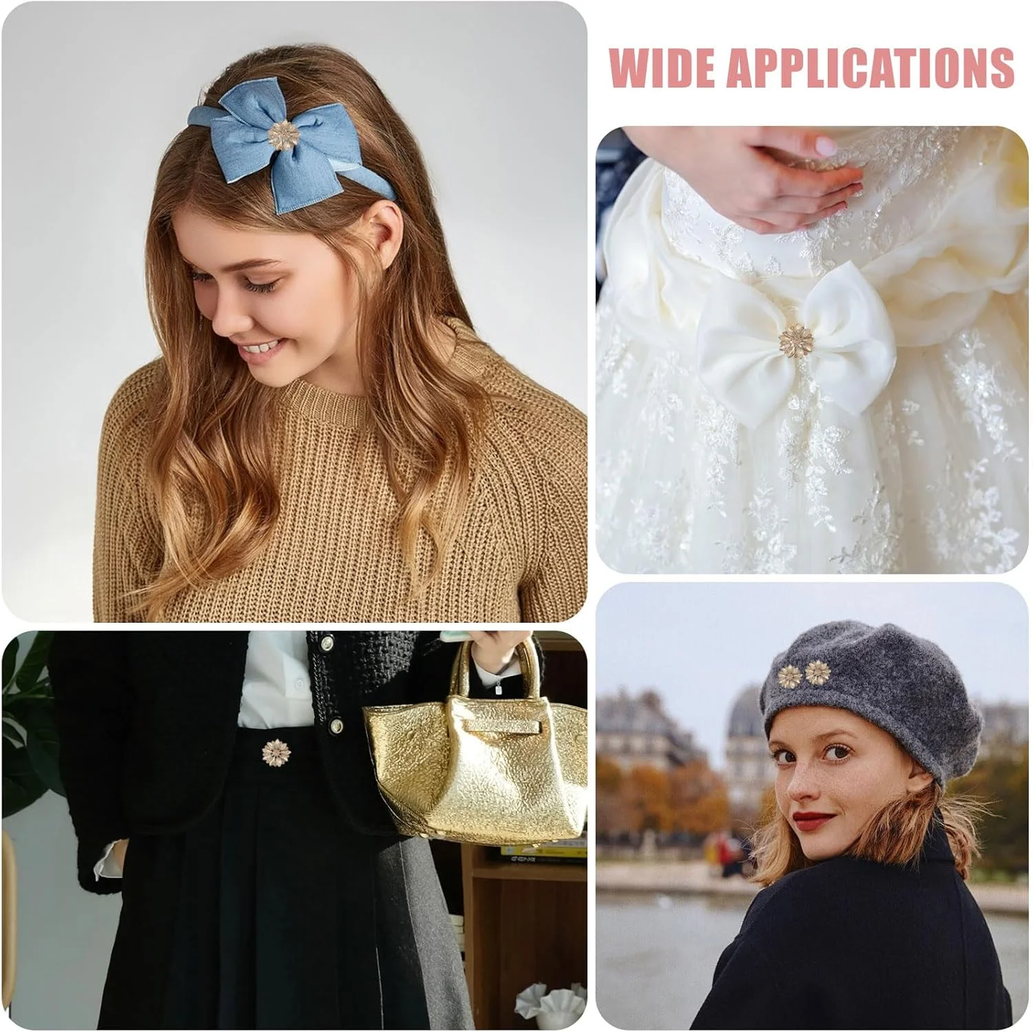 CHGCRAFT 6 عدد دکمه نگین دار آلیاژی طرح گل، دکمه های پایه نگین دار، لوازم جانبی دست ساز DIY برای صنایع دستی، مهمانی عروسی، طلایی CHGCRAFT 6 عدد دکمه نگین دار آلیاژی طرح گل، دکمه های پایه نگین دار، لوازم جانبی دست ساز DIY برای صنایع دستی، مهمانی عروسی، طلایی