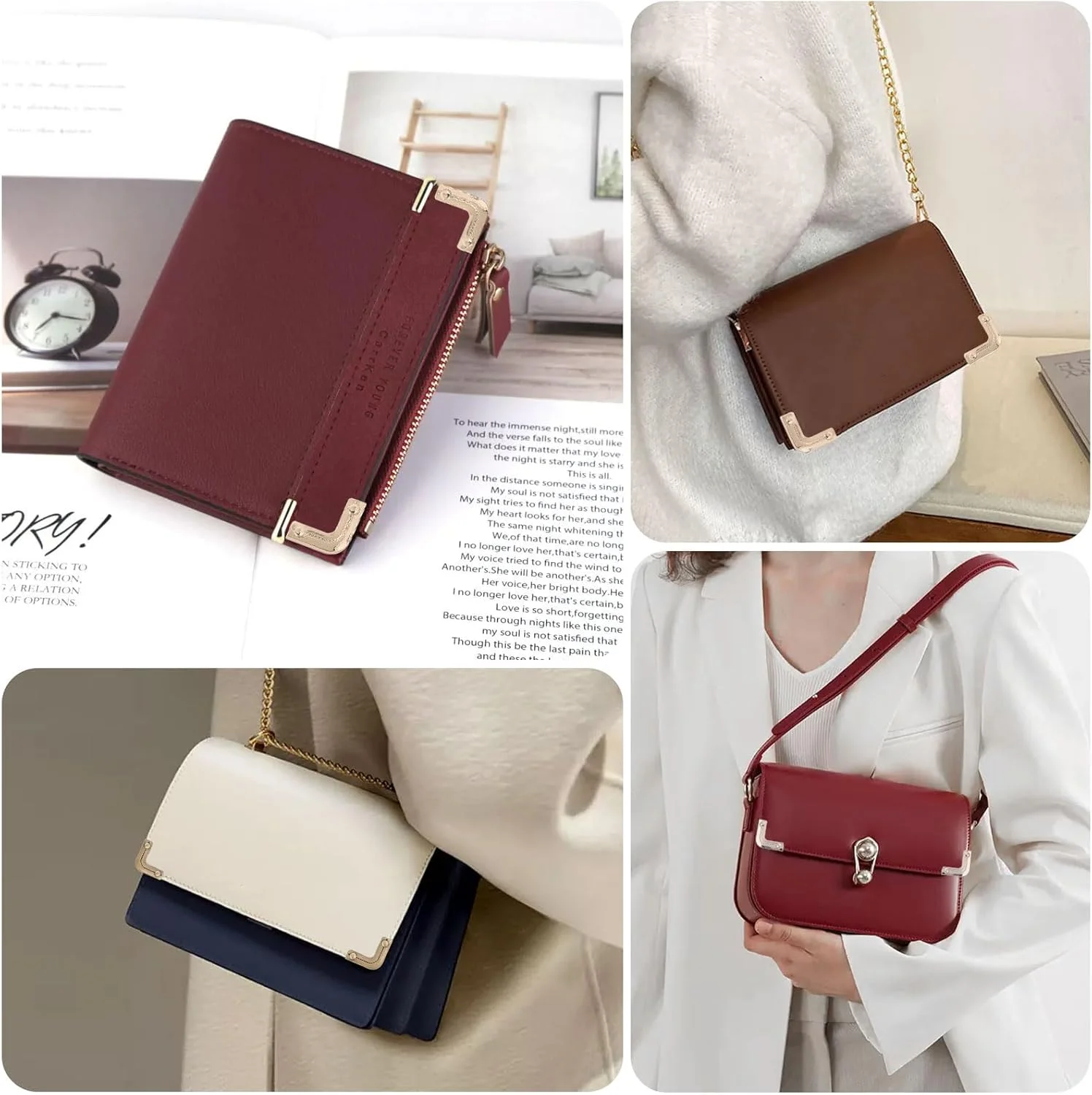 CHGCRAFT 24 Piece Set, 4 Metal Handbag Hollow Corner Protectors, Four-Color, Edge Protection Decorative Corner Protectors for Handbags, Wallets, Books, and Photo Frames, Decorative Buckles CHGCRAFT 24 Piece Set, 4 Metal Handbag Hollow Corner Protectors, Four-Color, Edge Protection Decorative Corner Protectors for Handbags, Wallets, Books, and Photo Frames, Decorative Buckles