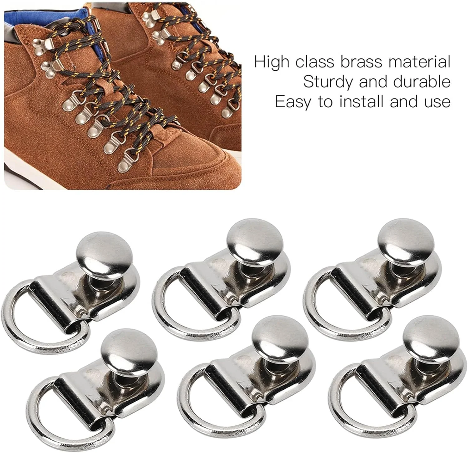چازکول 100 ست سگک چکمه کفش، سگک حلقه D، قلاب بند کفش چکمه، سوراخ دکمه نصب سریع بند کفش فلزی برای کیف چرمی کفش ابزار پرچ DIY، 9x14MM چازکول 100 ست سگک چکمه کفش، سگک حلقه D، قلاب بند کفش چکمه، سوراخ دکمه نصب سریع بند کفش فلزی برای کیف چرمی کفش ابزار پرچ DIY، 9x14MM
