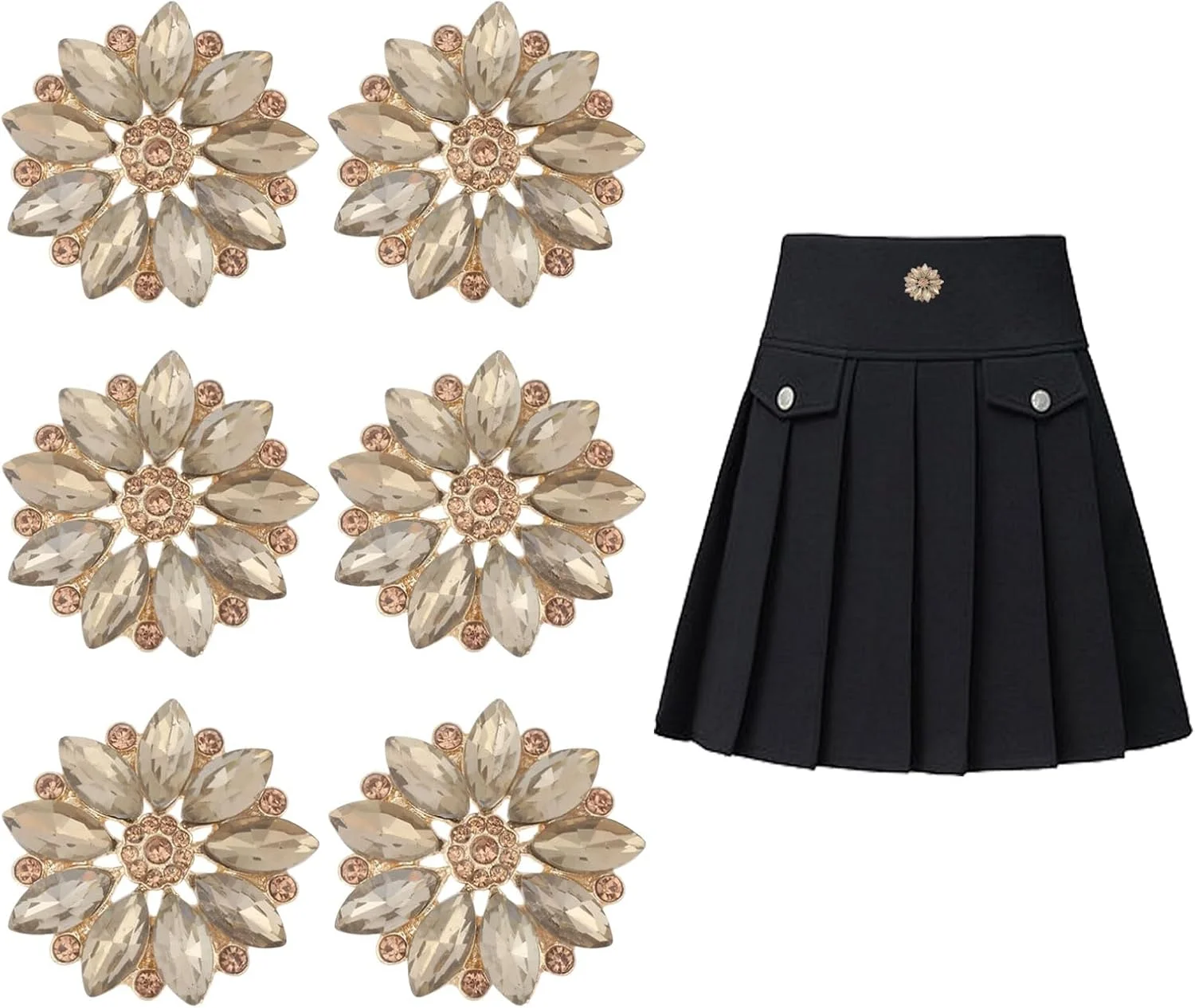 CHGCRAFT 6 عدد دکمه نگین دار آلیاژی طرح گل، دکمه های پایه نگین دار، لوازم جانبی دست ساز DIY برای صنایع دستی، مهمانی عروسی، طلایی CHGCRAFT 6 عدد دکمه نگین دار آلیاژی طرح گل، دکمه های پایه نگین دار، لوازم جانبی دست ساز DIY برای صنایع دستی، مهمانی عروسی، طلایی