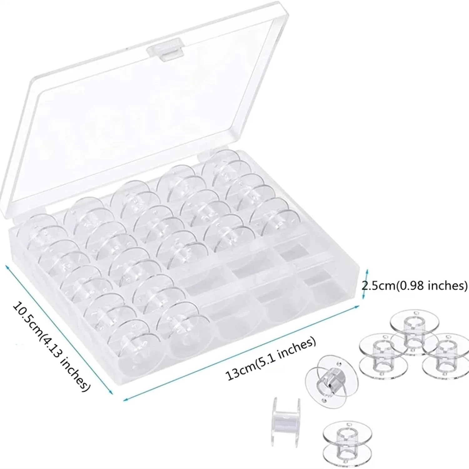 ماسوره چرخ خیاطی Cheeroyal، 25 عدد ماسوره پلاستیکی چرخ خیاطی با جعبه نگهداری برای چرخ خیاطی های سینگر، برادر، ژانومه، تویوتا، شفاف ماسوره چرخ خیاطی Cheeroyal، 25 عدد ماسوره پلاستیکی چرخ خیاطی با جعبه نگهداری برای چرخ خیاطی های سینگر، برادر، ژانومه، تویوتا، شفاف