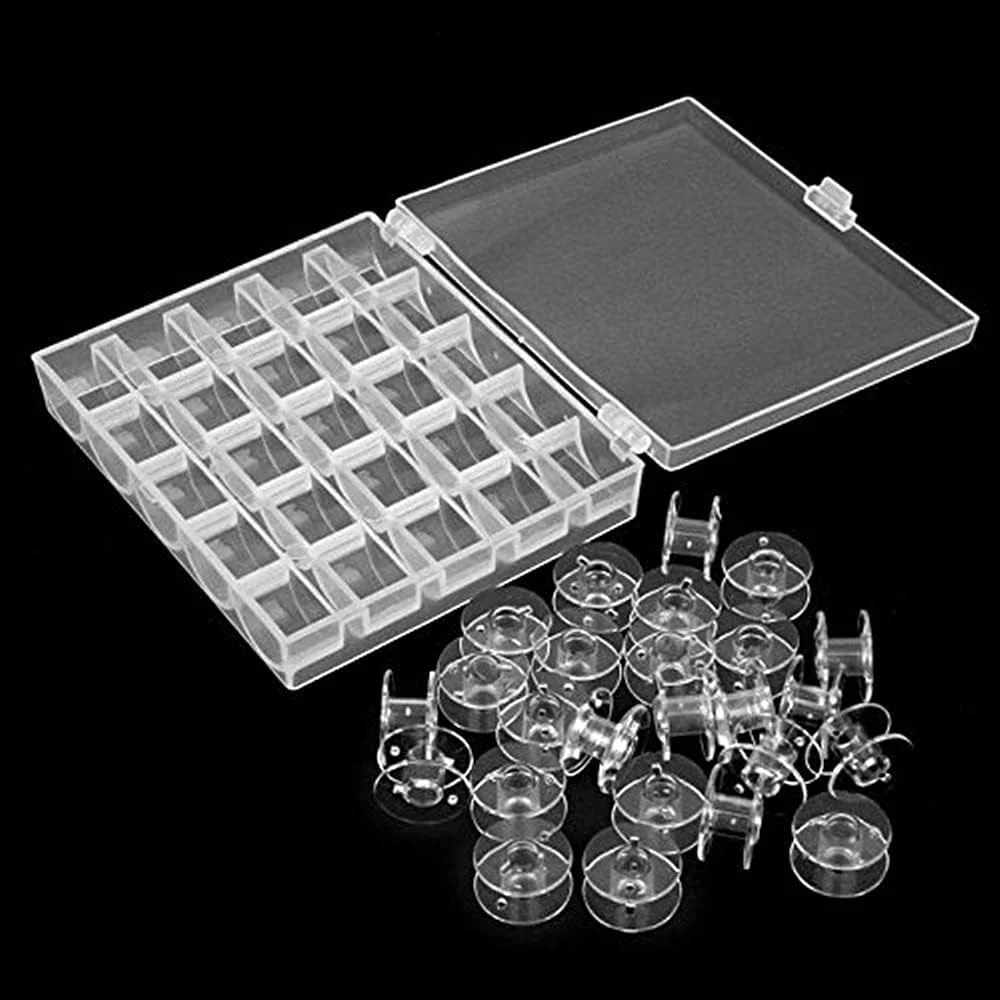 ماسوره چرخ خیاطی Cheeroyal، 25 عدد ماسوره پلاستیکی چرخ خیاطی با جعبه نگهداری برای چرخ خیاطی های سینگر، برادر، ژانومه، تویوتا، شفاف ماسوره چرخ خیاطی Cheeroyal، 25 عدد ماسوره پلاستیکی چرخ خیاطی با جعبه نگهداری برای چرخ خیاطی های سینگر، برادر، ژانومه، تویوتا، شفاف