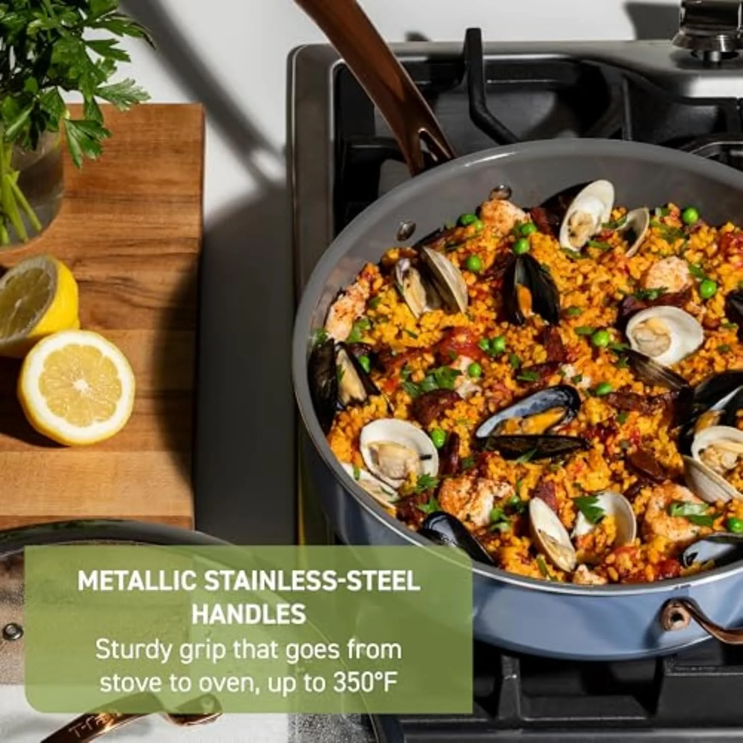Tefal Preserve Ceramic, Ceramic Non Stick Cookware Set 13 Piece, Oven Broiler Safe 350F, Kitchen Cookware Set w/Frypans, Saucepans, Sautepan, Dutch Oven, Lids, Pan Protectors, Pots and Pans, Blue Tefal Preserve Ceramic, Ceramic Non Stick Cookware Set 13 Piece, Oven Broiler Safe 350F, Kitchen Cookware Set w/Frypans, Saucepans, Sautepan, Dutch Oven, Lids, Pan Protectors, Pots and Pans, Blue