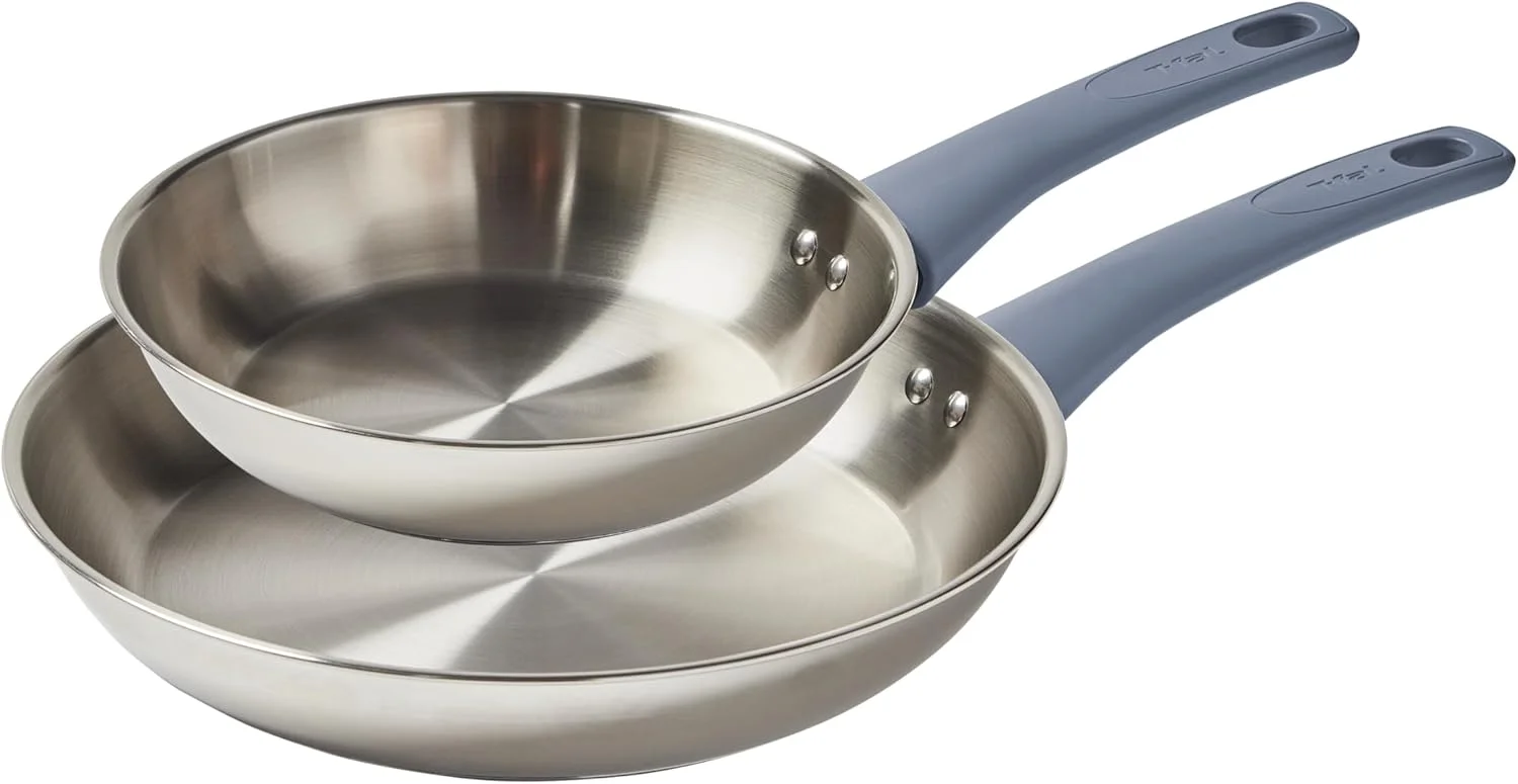 ست دو عددی تابه استیل تفال Essentials، سایز 8 و 10.5 اینچ، سازگار با اجاق گازهای القایی، قابل استفاده در فر تا دمای 350 درجه فارنهایت، ست قابلمه و تابه، تابه های پخت و پز، ظروف آشپزی، تابه های سرخ کردنی آشپزخانه، قابل شستشو در ماشین ظرفشویی، نقره ای/آبی ست دو عددی تابه استیل تفال Essentials، سایز 8 و 10.5 اینچ، سازگار با اجاق گازهای القایی، قابل استفاده در فر تا دمای 350 درجه فارنهایت، ست قابلمه و تابه، تابه های پخت و پز، ظروف آشپزی، تابه های سرخ کردنی آشپزخانه، قابل شستشو در ماشین ظرفشویی، نقره ای/آبی