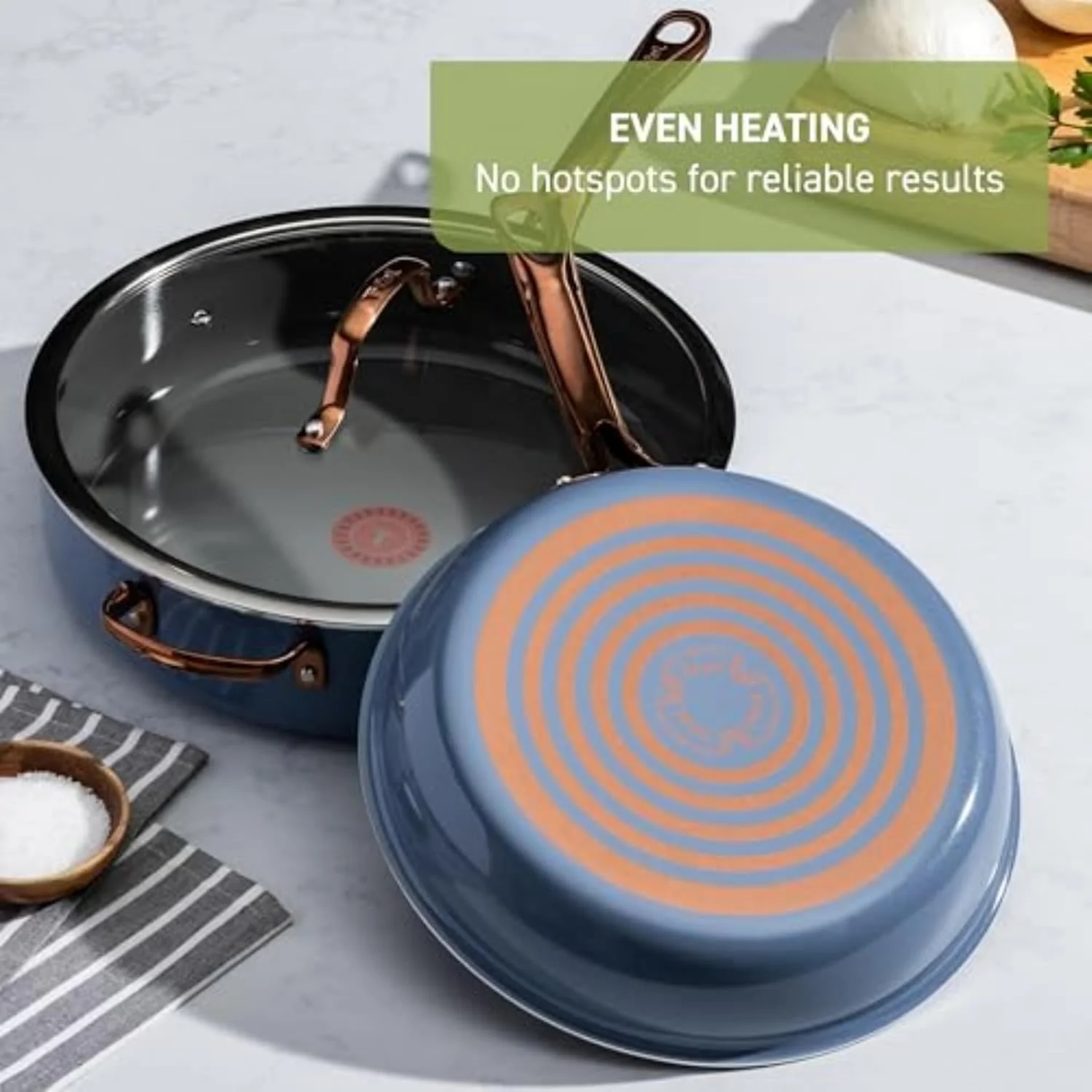 Tefal Preserve Ceramic, Ceramic Non Stick Cookware Set 13 Piece, Oven Broiler Safe 350F, Kitchen Cookware Set w/Frypans, Saucepans, Sautepan, Dutch Oven, Lids, Pan Protectors, Pots and Pans, Blue Tefal Preserve Ceramic, Ceramic Non Stick Cookware Set 13 Piece, Oven Broiler Safe 350F, Kitchen Cookware Set w/Frypans, Saucepans, Sautepan, Dutch Oven, Lids, Pan Protectors, Pots and Pans, Blue