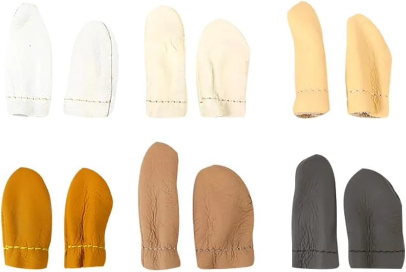 ccHuDE 3 Pairs Leather Finger Protectors Knitting Thimble Finger Protectors Sewing Finger Guards Small Finger Tip Covers