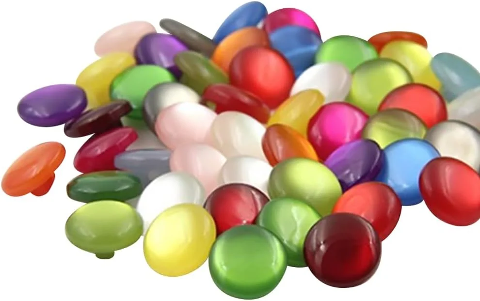 ccHuDE 120 عدد دکمه خیاطی قارچی شکل 11.5 میلی متری، دکمه های رزینی رنگارنگ، دکمه های لباس پیراهن، دکمه های گرد لباس، دکمه های کاردستی اسکرپ بوک با پایه