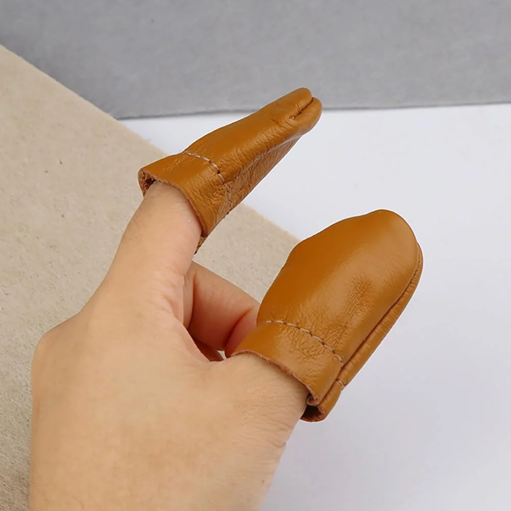ccHuDE 3 Pairs Leather Finger Protectors Knitting Thimble Finger Protectors Sewing Finger Guards Small Finger Tip Covers ccHuDE 3 Pairs Leather Finger Protectors Knitting Thimble Finger Protectors Sewing Finger Guards Small Finger Tip Covers