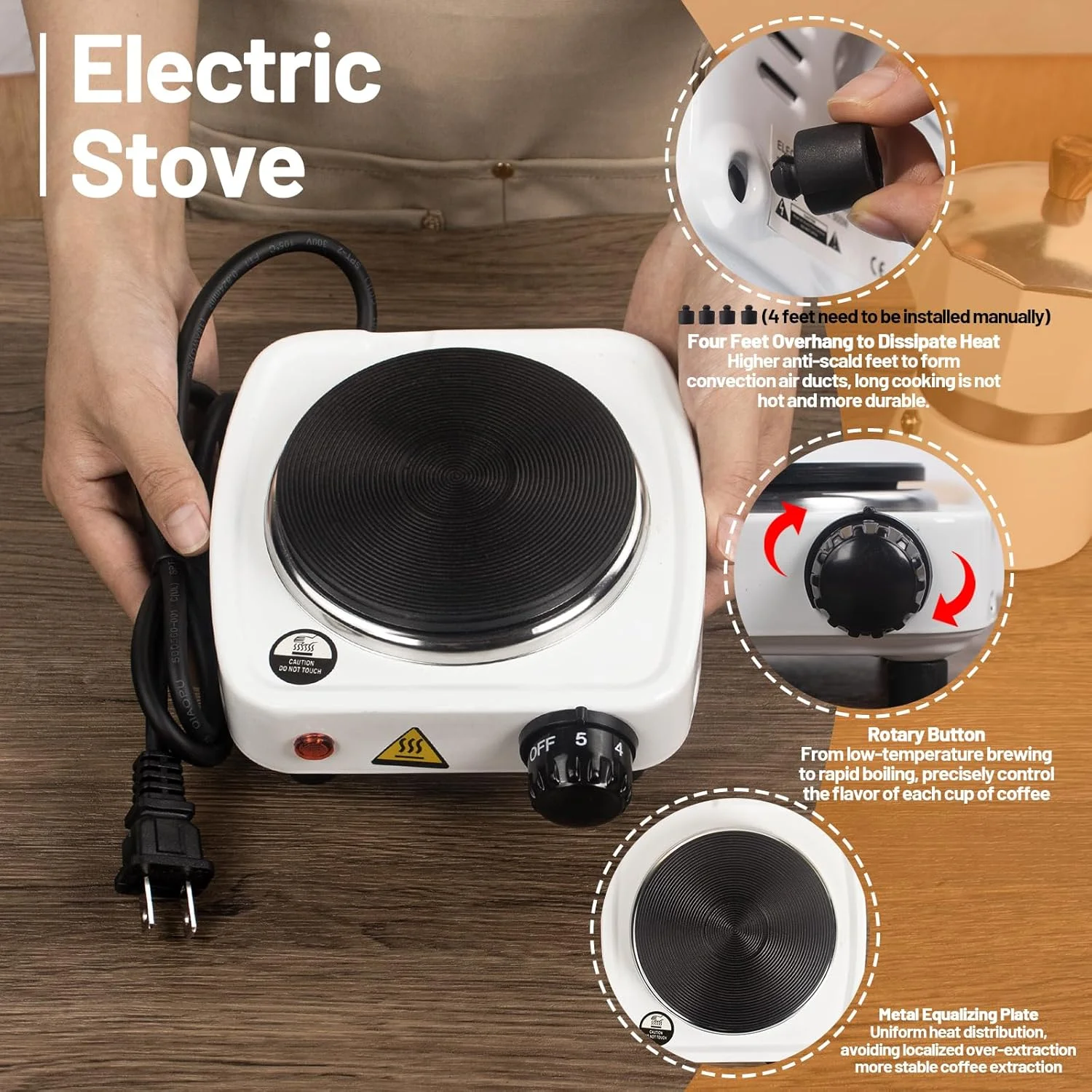 Vaolvpant 7-in-1 Aluminum Moka Pot Set with Electric Stove Hand Grinder Moka Dispenser Classic Stovetop Espresso Coffee Maker 150ml 5oz Mocha Express Portable Camping Travel Cafe Makers 3 Cup Vaolvpant 7-in-1 Aluminum Moka Pot Set with Electric Stove Hand Grinder Moka Dispenser Classic Stovetop Espresso Coffee Maker 150ml 5oz Mocha Express Portable Camping Travel Cafe Makers 3 Cup