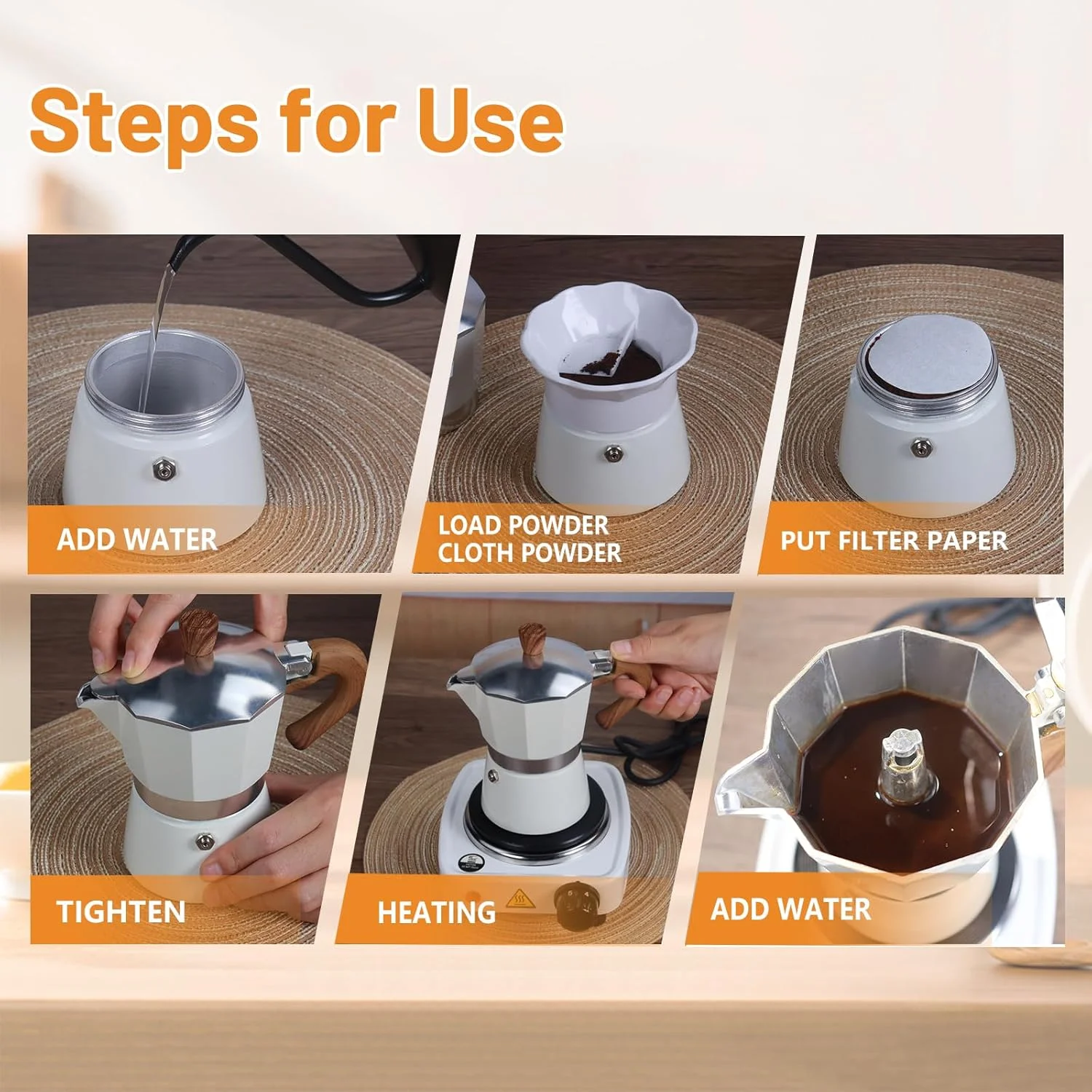 Vaolvpant 7-in-1 Aluminum Moka Pot Set with Electric Stove Hand Grinder Moka Dispenser Classic Stovetop Espresso Coffee Maker 150ml 5oz Mocha Express Portable Camping Travel Cafe Makers 3 Cup Vaolvpant 7-in-1 Aluminum Moka Pot Set with Electric Stove Hand Grinder Moka Dispenser Classic Stovetop Espresso Coffee Maker 150ml 5oz Mocha Express Portable Camping Travel Cafe Makers 3 Cup