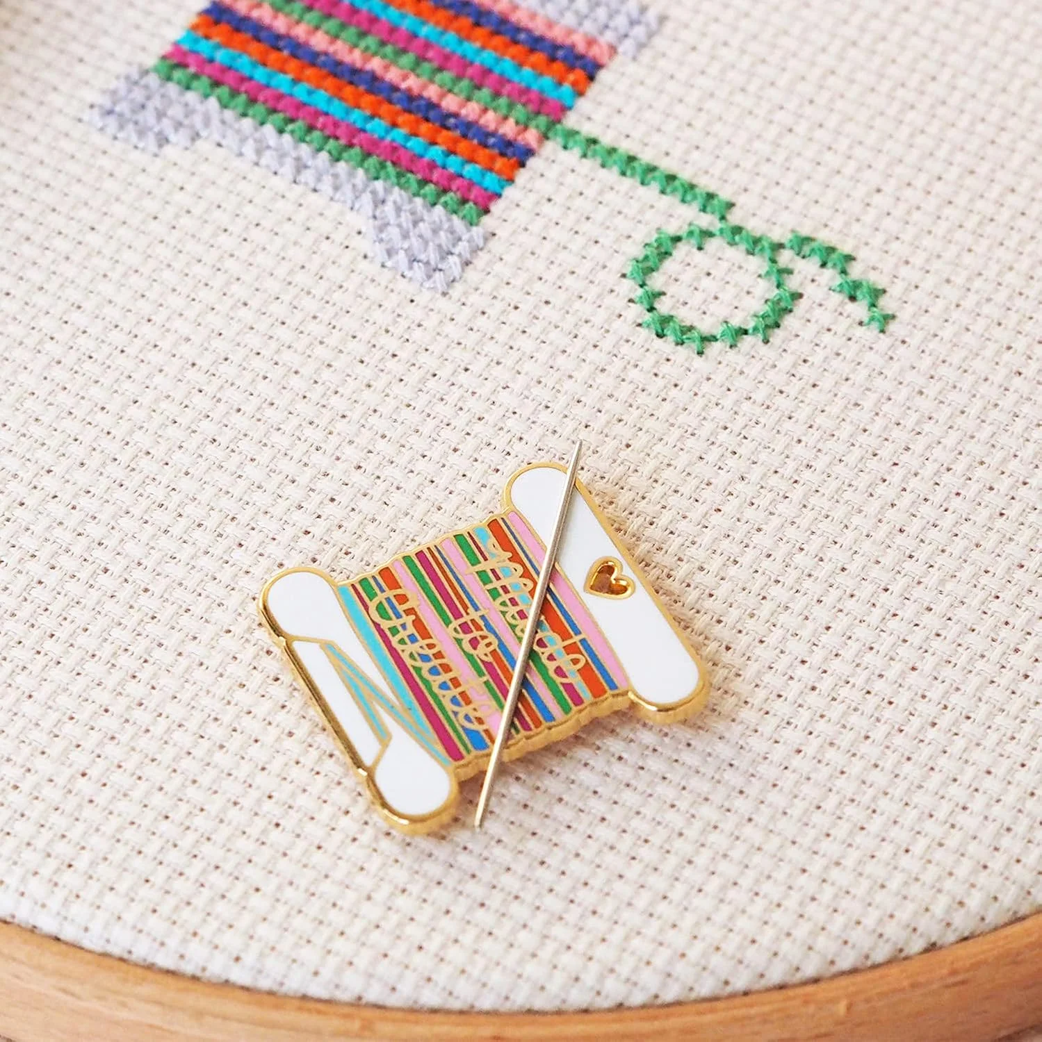 Caterpillar Cross Stitch Needle Minder - Bobbin Design for Sewing, Embroidery and Needlework Accessories, Enamel and Magnetic Caterpillar Cross Stitch Needle Minder - Bobbin Design for Sewing, Embroidery and Needlework Accessories, Enamel and Magnetic
