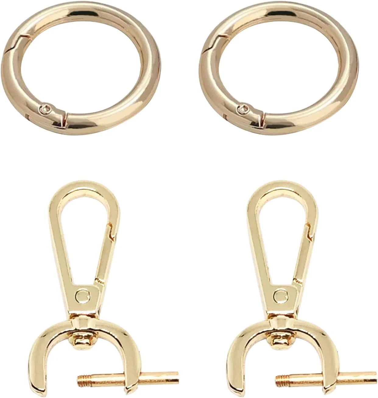 2 عدد کارابین گرد، 2 عدد سگک فلزی برای کیف، کارابین حلقه ای، گیره حلقه ای فنری، حلقه های جاکلیدی، قلاب کارابین، لوازم جانبی کوله پشتی