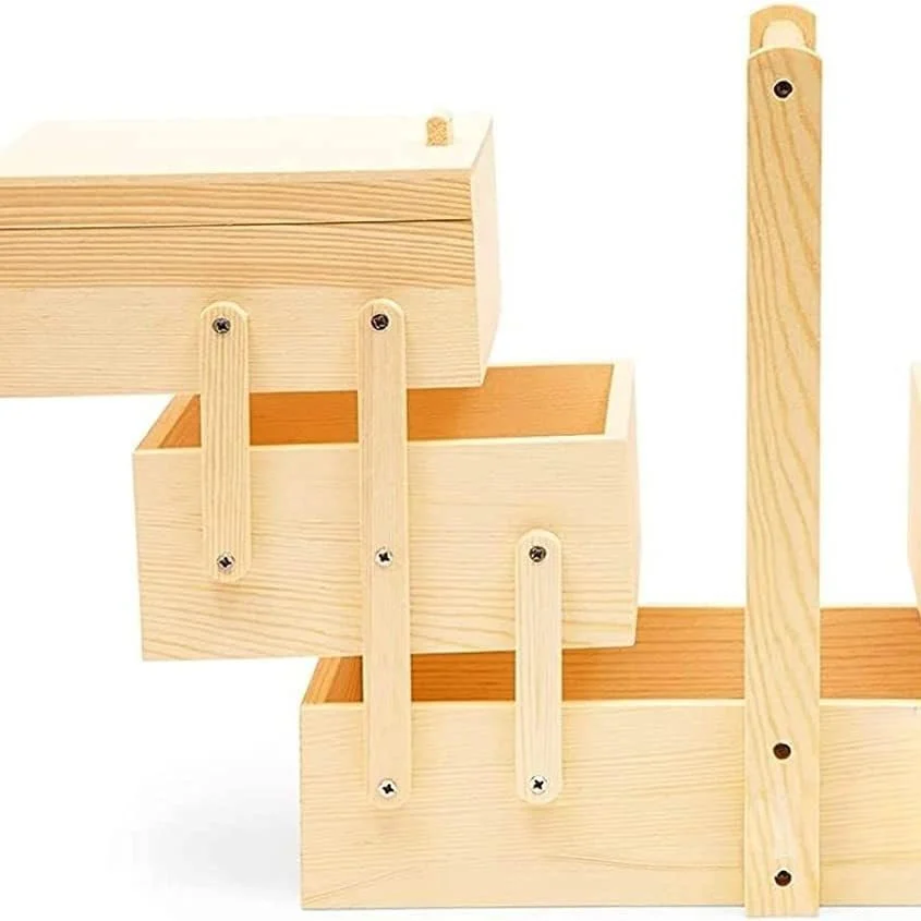 جعبه خیاطی، سبد خیاطی چوبی، جعبه نگهداری خیاطی چوبی تاشو 32x18x29 سانتی متر بژ برای سازماندهی اتاق کاردستی لوازم خیاطی جعبه خیاطی، سبد خیاطی چوبی، جعبه نگهداری خیاطی چوبی تاشو 32x18x29 سانتی متر بژ برای سازماندهی اتاق کاردستی لوازم خیاطی