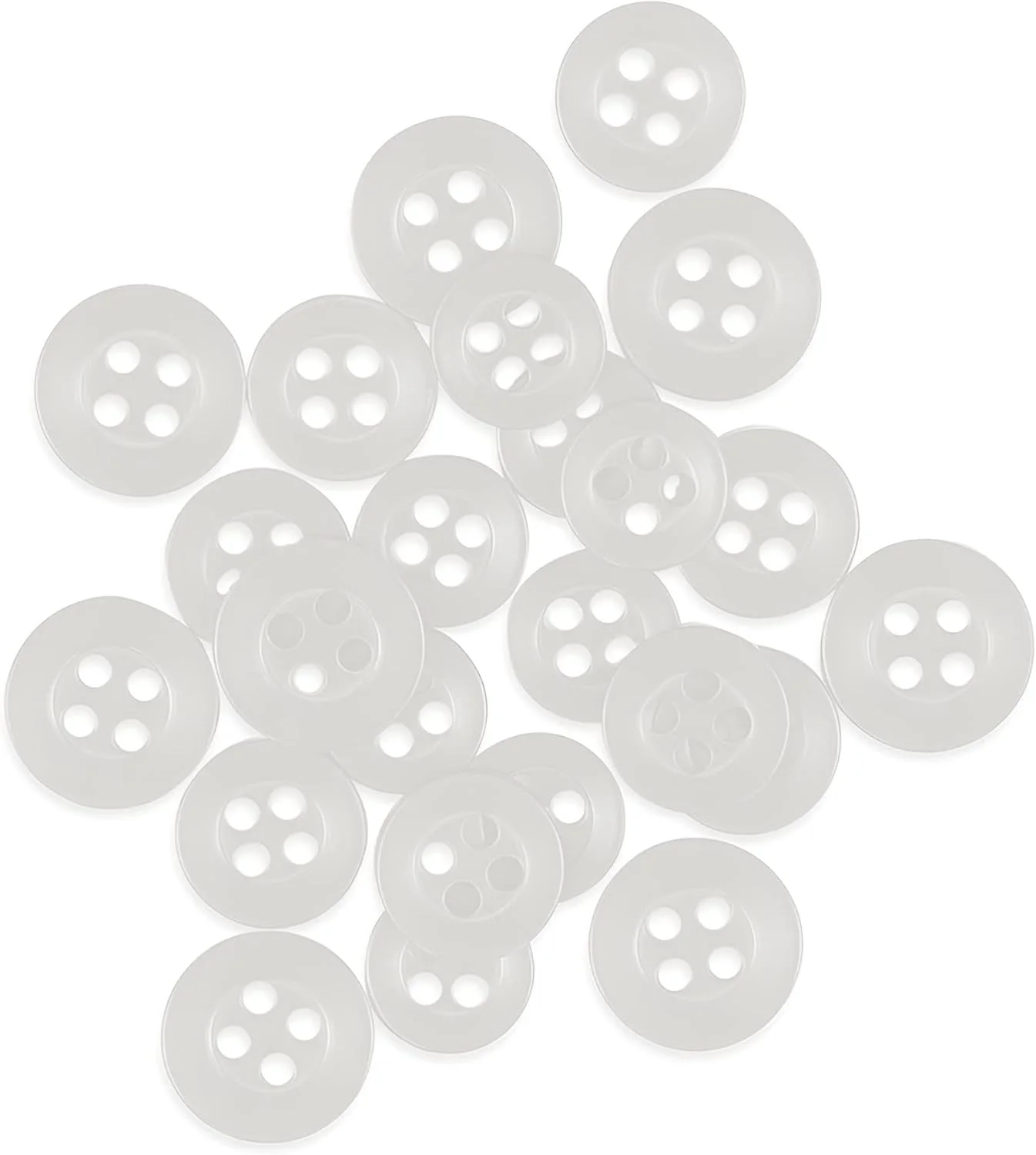 ست 22 عددی دکمه های پیراهن استاندارد ButtonMode شامل 8 دکمه جلوی پیراهن (11 میلی متر)، 7 دکمه آستین (10 میلی متر) و 7 دکمه یقه (9 میلی متر)، سفید شفاف، 22 دکمه