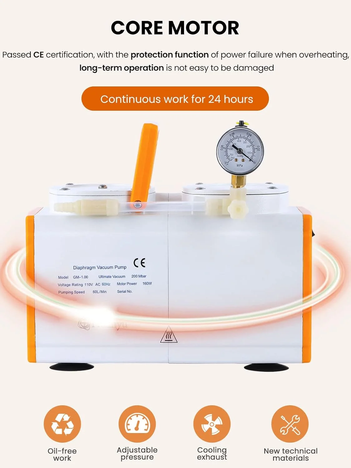 پمپ خلاء دیافراگمی بدون روغن FBITE، پمپ ضد خوردگی صنعتی آزمایشگاهی 60 لیتر در دقیقه (سایز: GM-1.0A (دو سر)) پمپ خلاء دیافراگمی بدون روغن FBITE، پمپ ضد خوردگی صنعتی آزمایشگاهی 60 لیتر در دقیقه (سایز: GM-1.0A (دو سر))