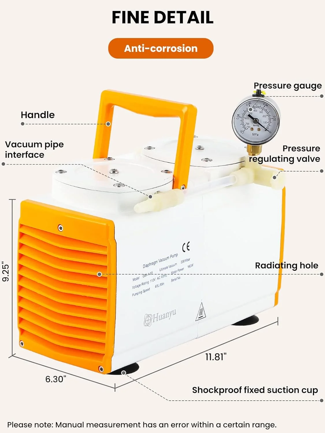 پمپ خلاء دیافراگمی بدون روغن FBITE، پمپ ضد خوردگی آزمایشگاهی صنعتی 60 لیتر در دقیقه (سایز: GM-1.0A (دو سر)) پمپ خلاء دیافراگمی بدون روغن FBITE، پمپ ضد خوردگی آزمایشگاهی صنعتی 60 لیتر در دقیقه (سایز: GM-1.0A (دو سر))