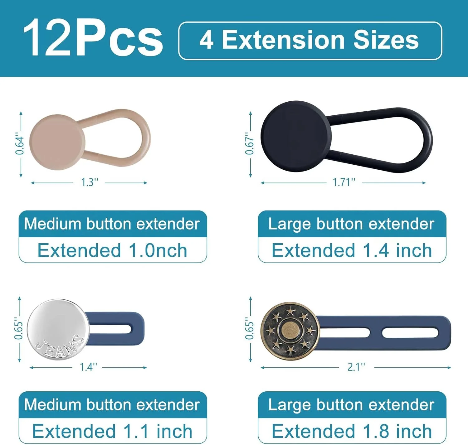 12 Pcs Pant Button Extenders for Jeans, Waist Extenders for Pants for Men, Jean Button Extenders for Momen, No Sew Waist Extensions for 1-1.8 Inches 12 Pcs Pant Button Extenders for Jeans, Waist Extenders for Pants for Men, Jean Button Extenders for Momen, No Sew Waist Extensions for 1-1.8 Inches