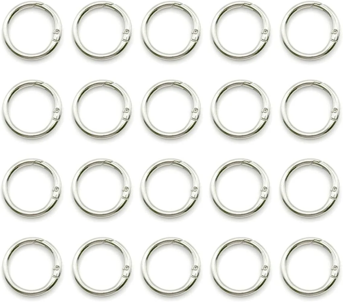 20 Pack 0.5 Inch Round Buckle Clip,Spring Circle Carabiner Clips, Metal Keyring Keychain Clip for Key Bag Purses(Silver) 20 Pack 0.5 Inch Round Buckle Clip,Spring Circle Carabiner Clips, Metal Keyring Keychain Clip for Key Bag Purses(Silver)