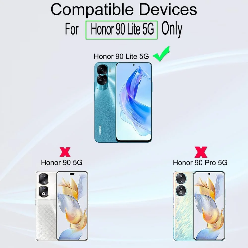 محافظ صفحه نمایش Ibywind برای گوشی آنر 90 لایت 5G (6.7 اینچ)، شامل 2 عدد شیشه حرارت دیده، 1 عدد محافظ لنز دوربین، 1 عدد فیلم فیبر کربنی پشتی [نصب آسان، سازگار با حسگر اثر انگشت]