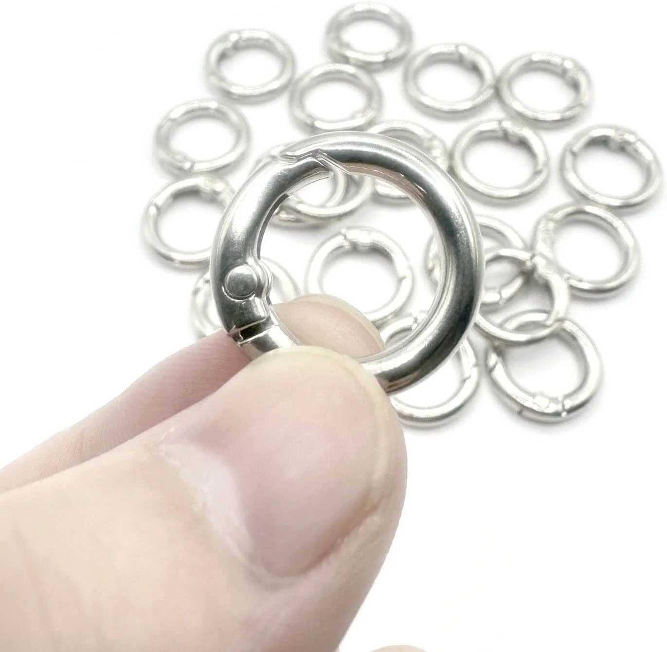 20 Pack 0.5 Inch Round Buckle Clip,Spring Circle Carabiner Clips, Metal Keyring Keychain Clip for Key Bag Purses(Silver) 20 Pack 0.5 Inch Round Buckle Clip,Spring Circle Carabiner Clips, Metal Keyring Keychain Clip for Key Bag Purses(Silver)