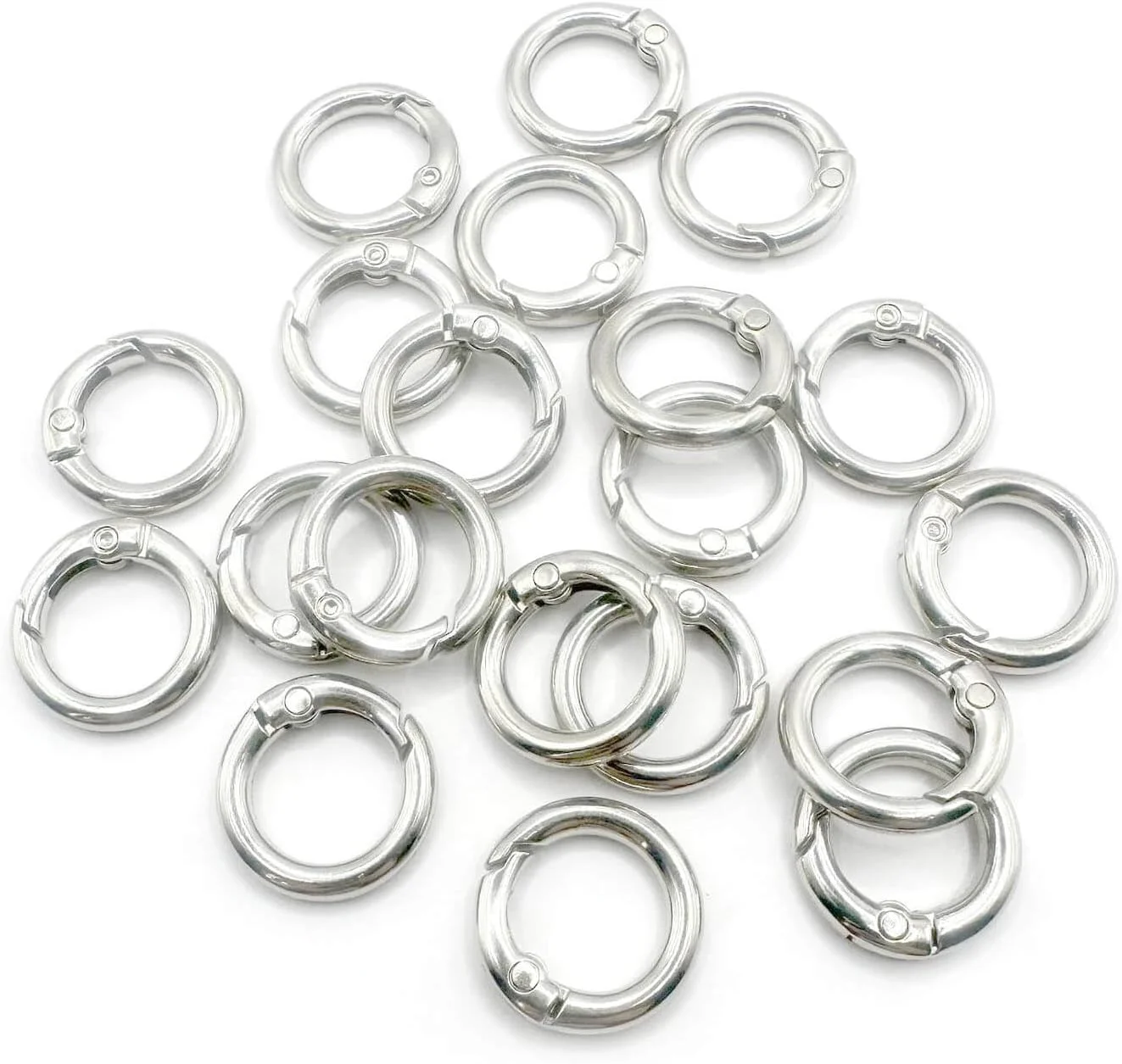 20 Pack 0.5 Inch Round Buckle Clip,Spring Circle Carabiner Clips, Metal Keyring Keychain Clip for Key Bag Purses(Silver) 20 Pack 0.5 Inch Round Buckle Clip,Spring Circle Carabiner Clips, Metal Keyring Keychain Clip for Key Bag Purses(Silver)