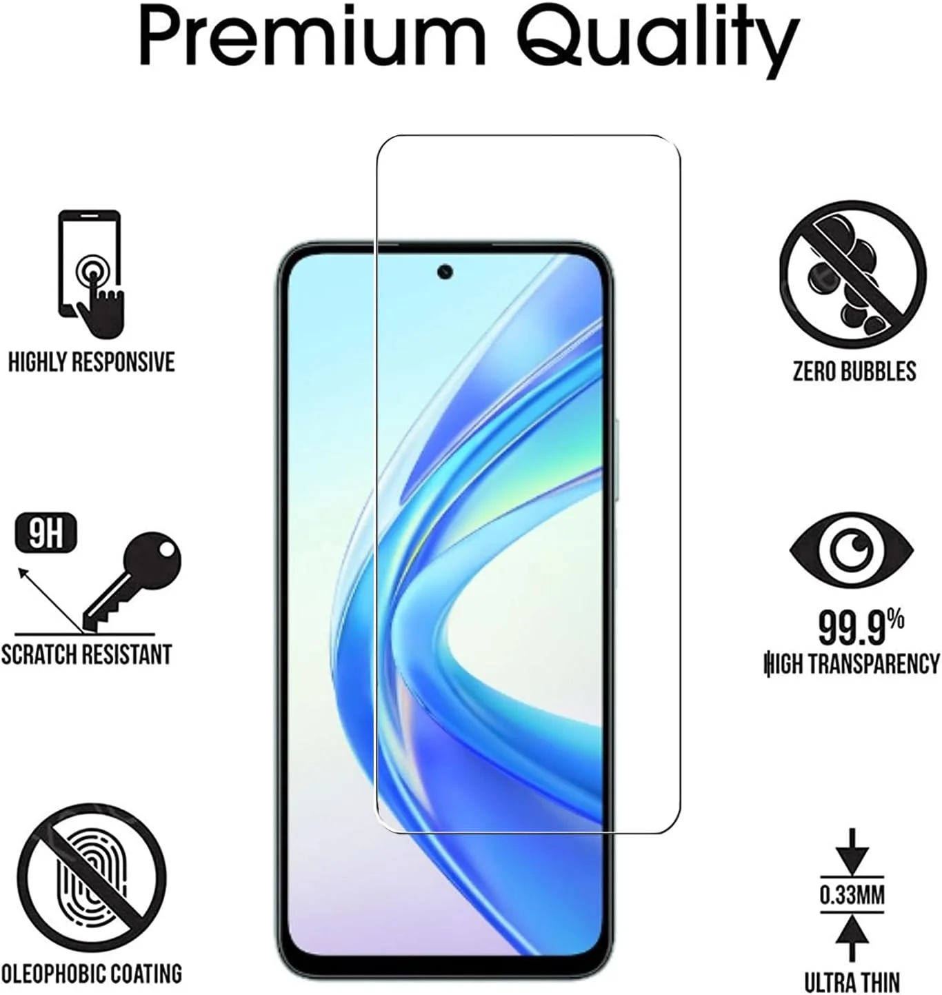 محافظ صفحه نمایش شیشه ای حرارت دیده [بسته 3 عددی] مناسب برای گوشی آنر X7b 4G، سختی 9H، وضوح بالا، ضد خش، بدون حباب و ضد اثر انگشت