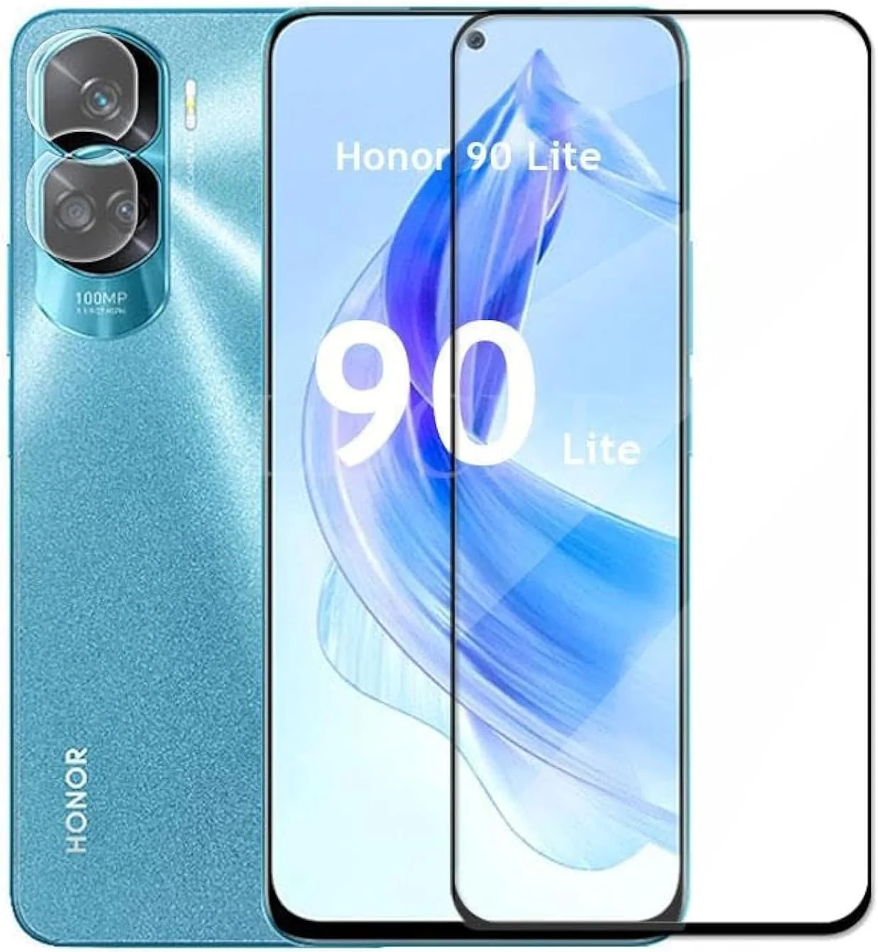 محافظ صفحه نمایش شیشه ای حرارت دیده خمیده سه بعدی با پوشش کامل چسبی Zubitech Honor 90 Lite، مقاوم در برابر اثر انگشت، ضد خش، سختی 9H مناسب برای Honor 90 Lite