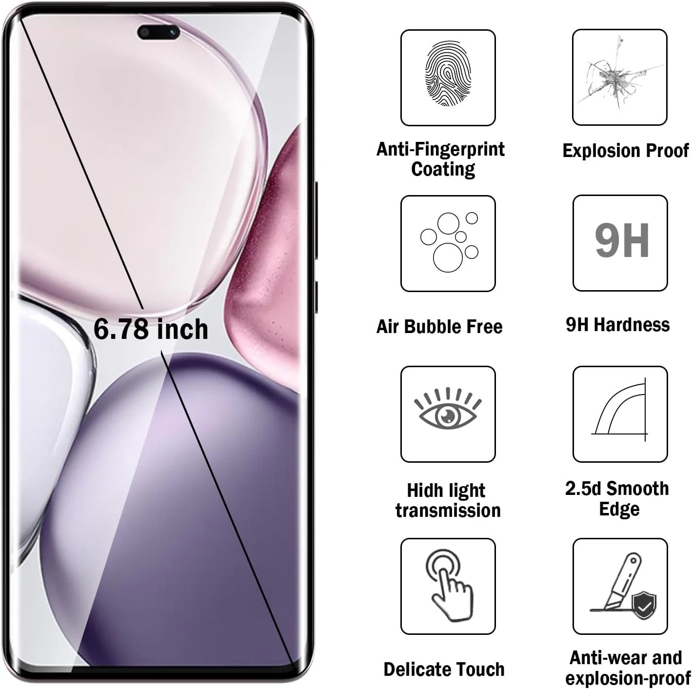 محافظ صفحه نمایش شیشه ای تمپرد Natbok بسته 2 عددی برای گوشی Honor X9c Smart 5G (نه برای Honor X9C)، سختی 9H، ضد اثر انگشت، بدون حباب، HD-Clear، فیلم محافظ صفحه نمایش پوشش کامل برای Honor X9c Smart [نصب آسان]